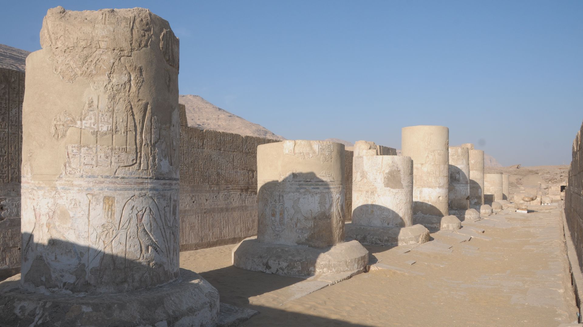Pillars in L1 in the Athribis temple in Sohag, Egypt