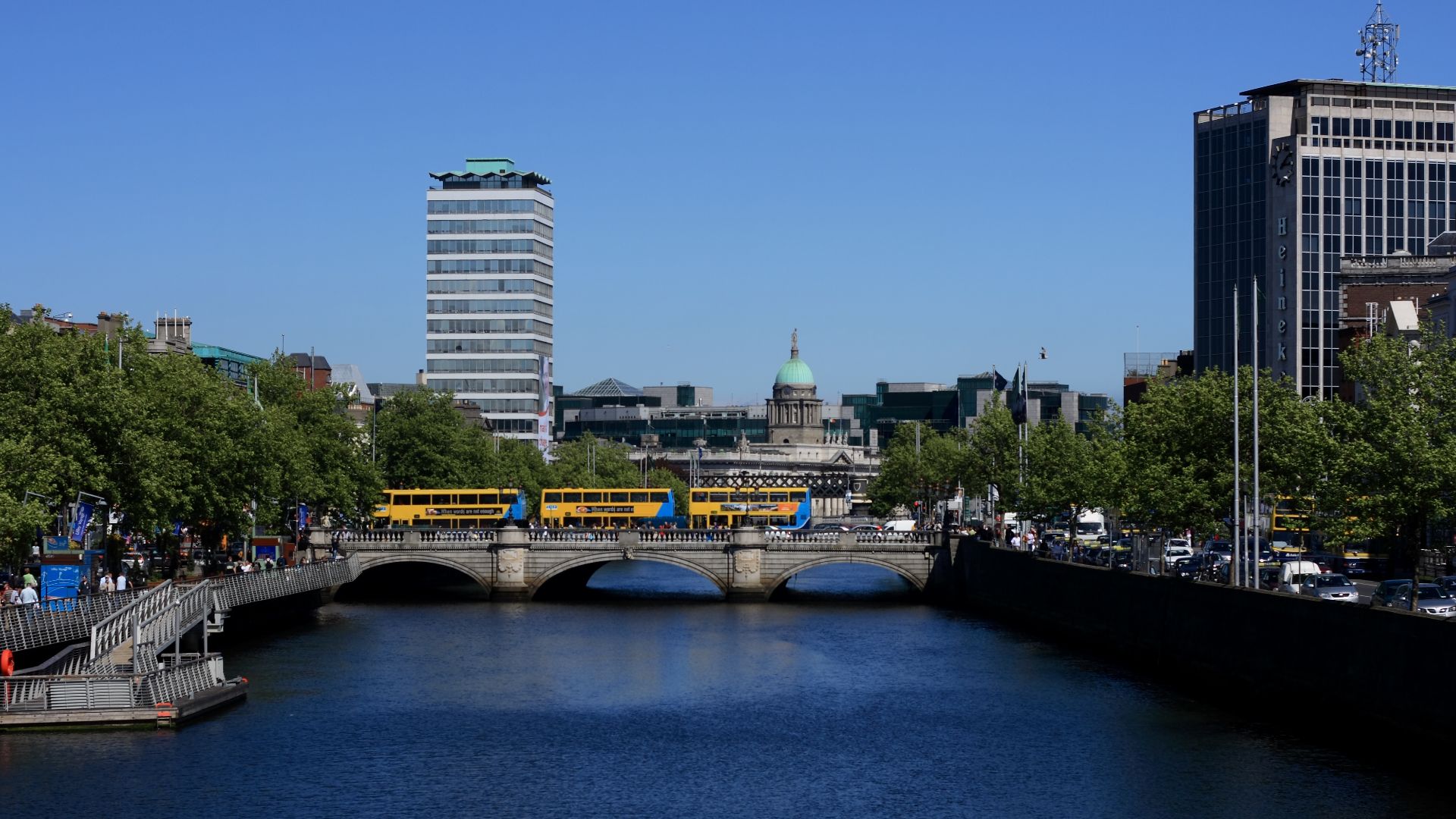 Dublin and Liffey by day.