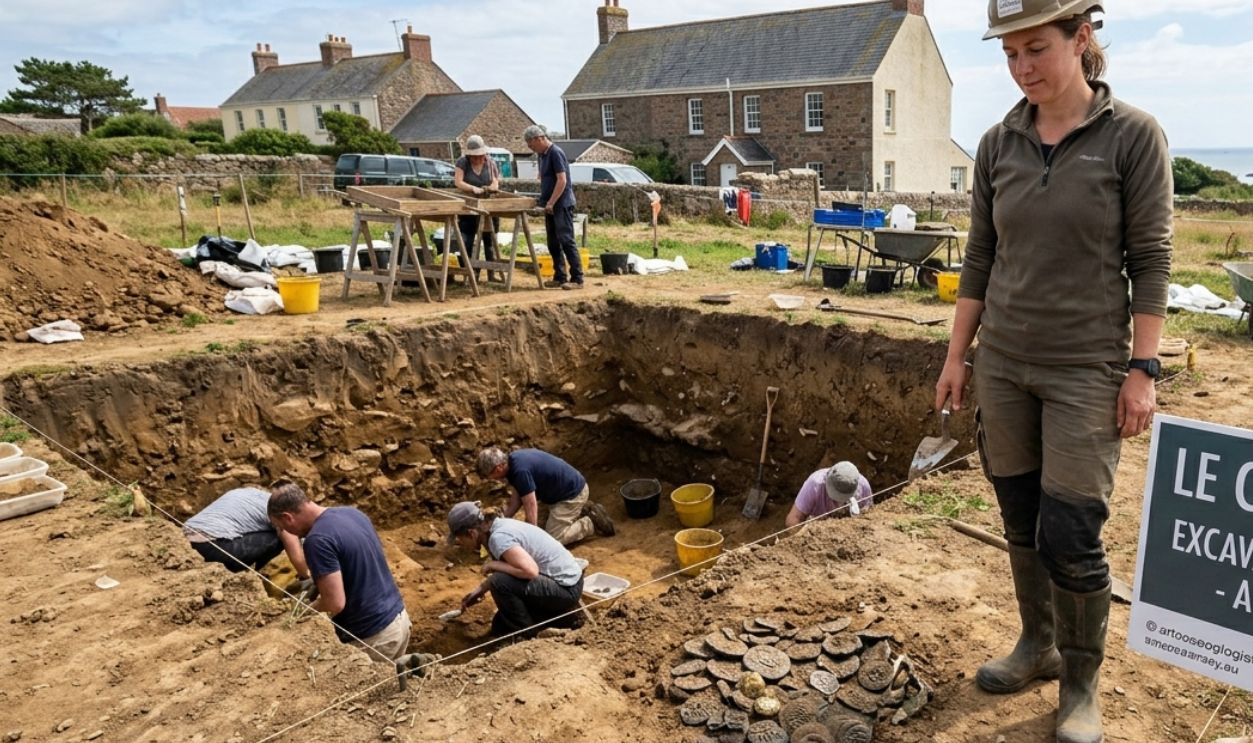archaeologists at excavation site