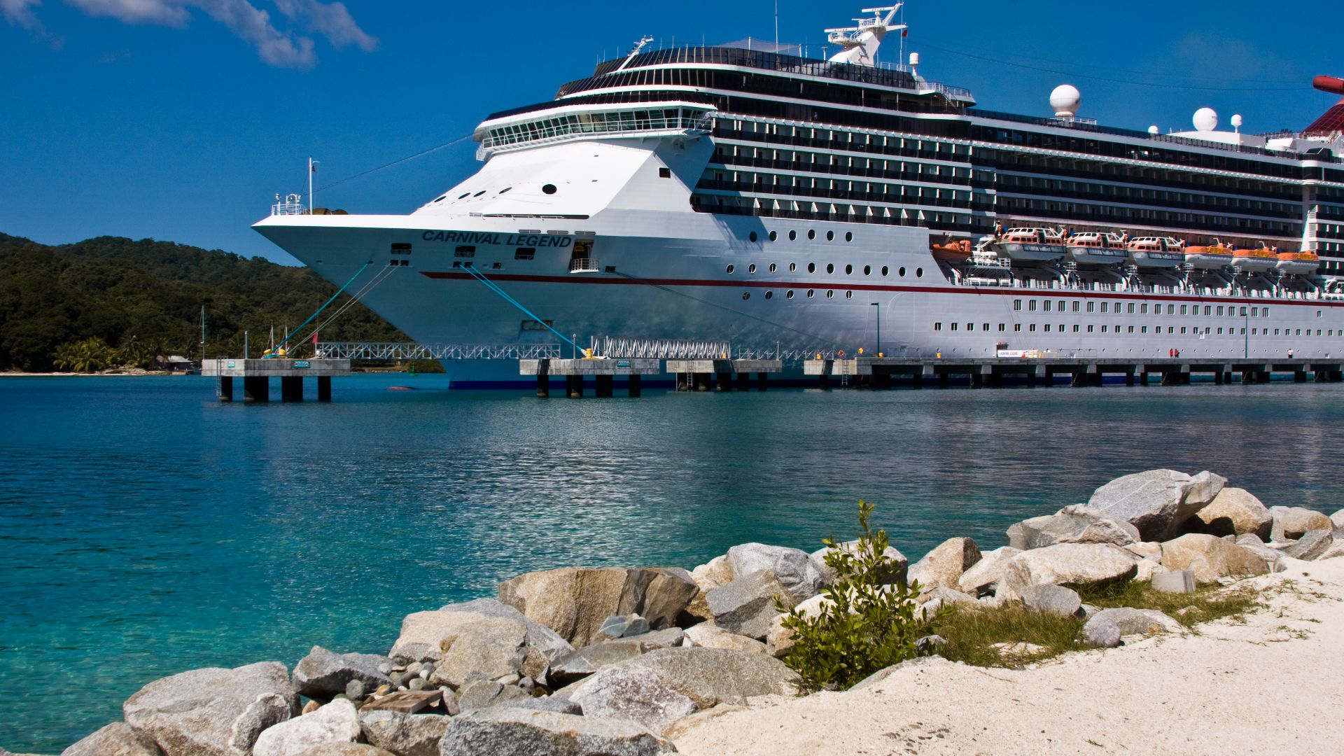 Carnival Legend docked in Roatán, Honduras.