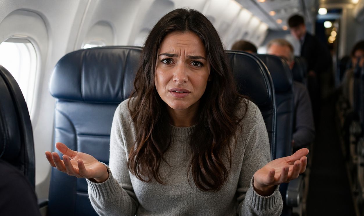 Confused passenger on a flight