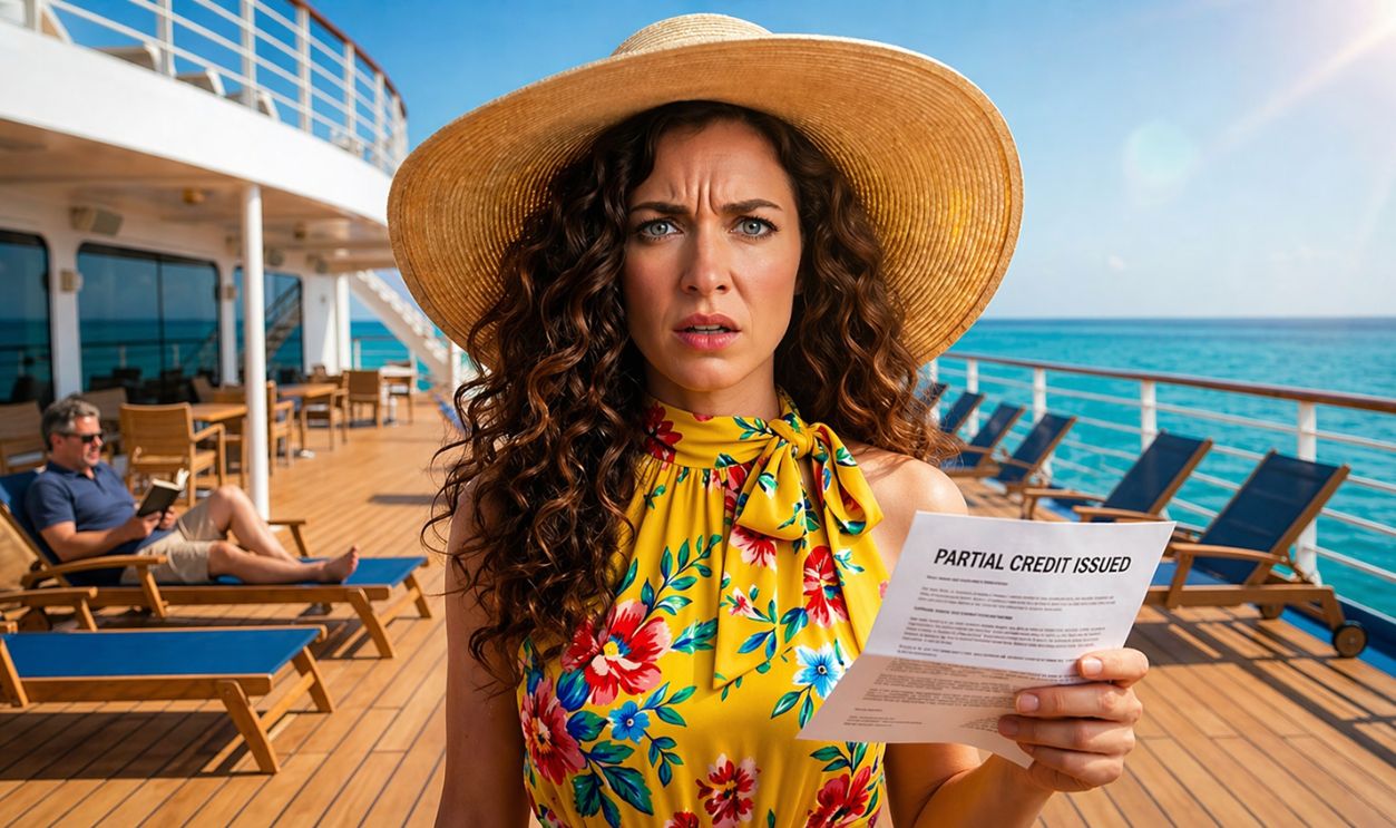 Woman in a cruise ship holding documents