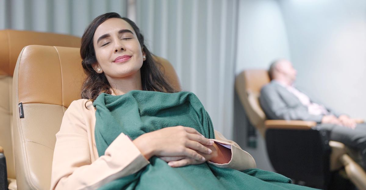 Young Hispanic latino woman passenger sleeping