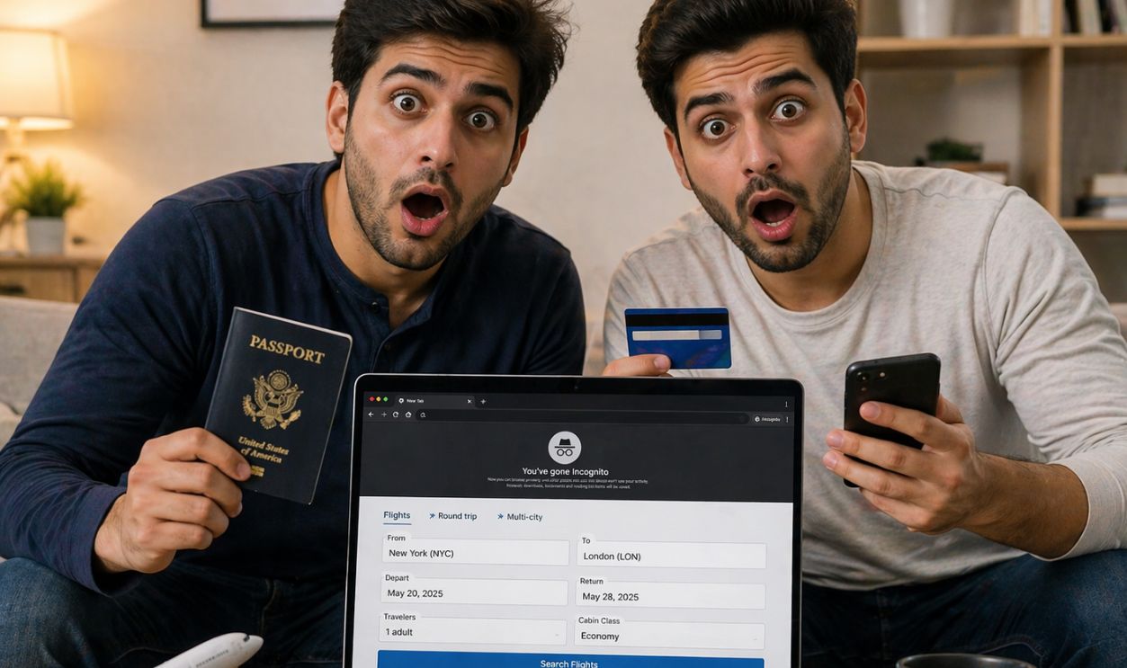 Booking a flight surprise moment