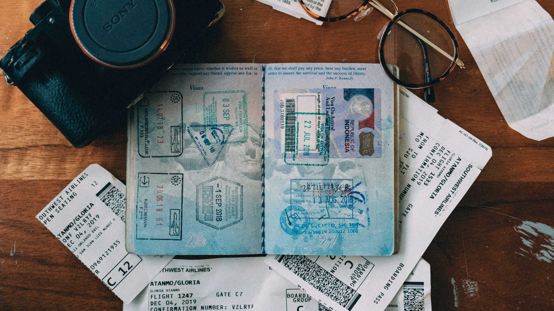 white and blue identification card