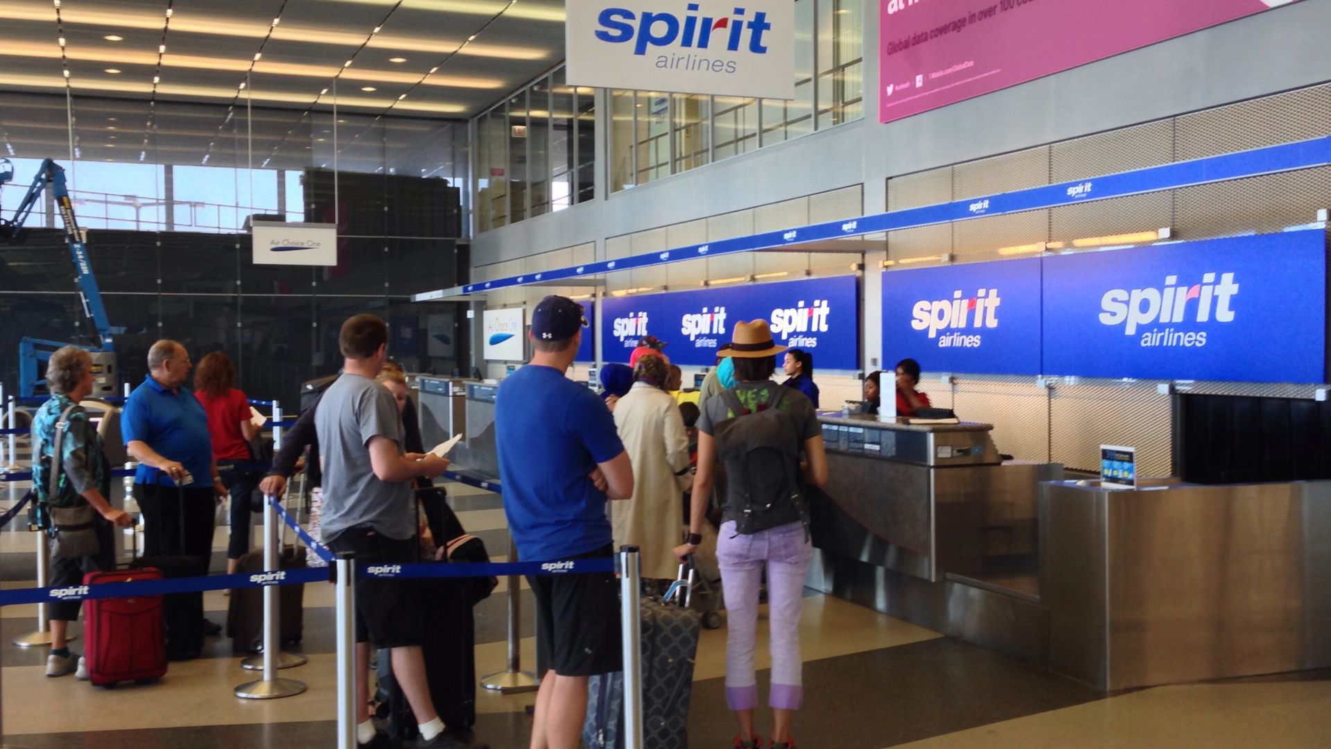 Spirit Airlines Check In, 10000 West O'Hare Ave, Chicago, IL 60666, USA - Jun 2014