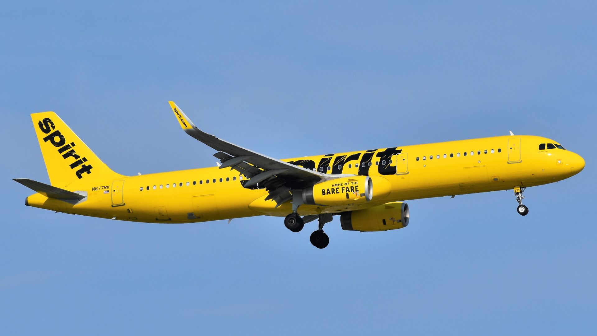 A Spirit Airlines Airbus A321-200 is on final approach to Newark Liberty International Airport.