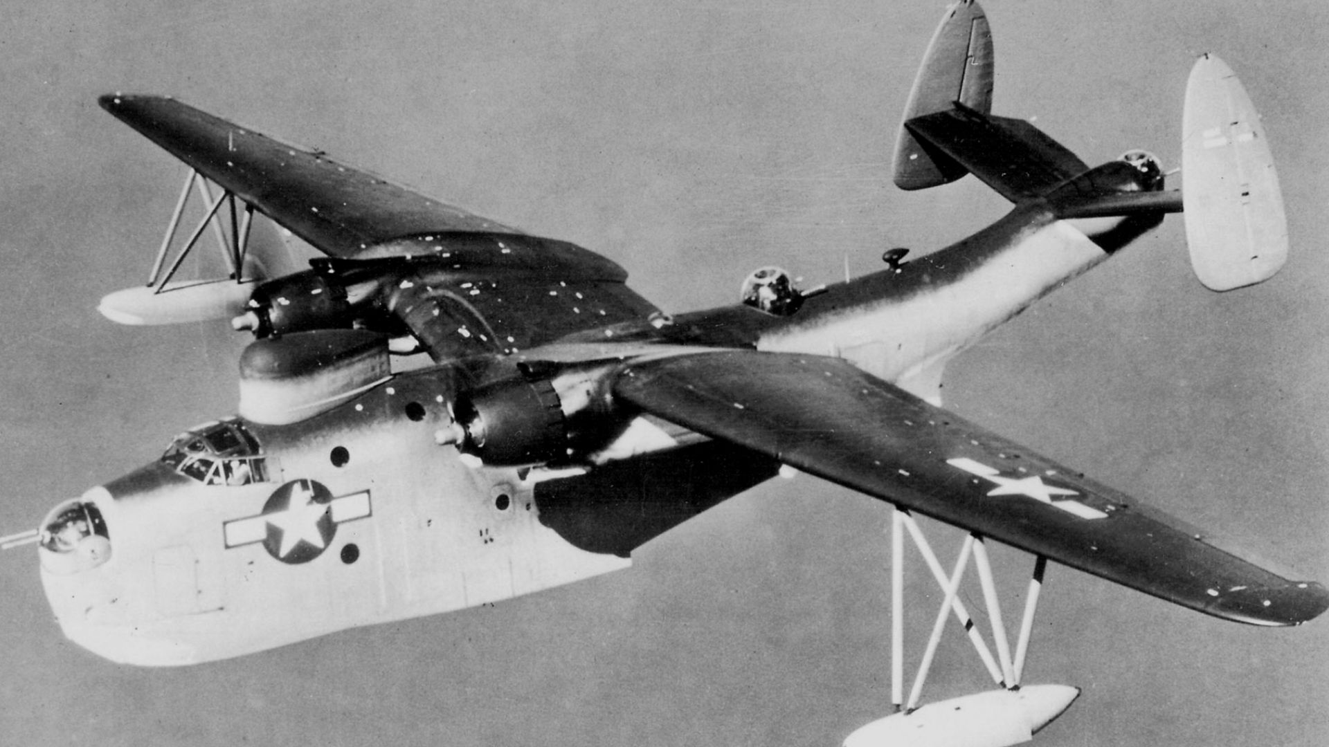 A U.S. Navy Martin PBM-5 Mariner in flight.