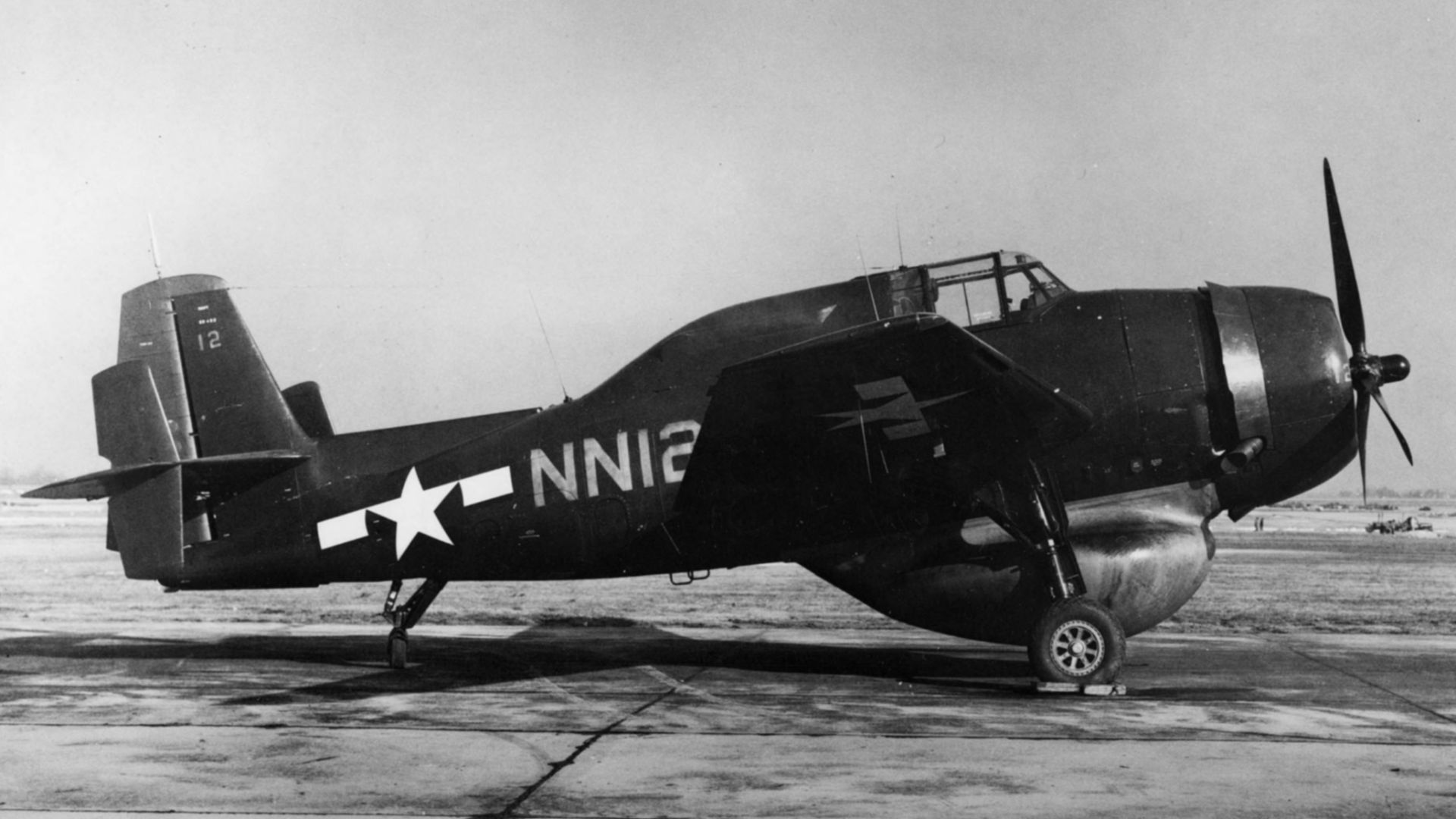 A U.S. Navy Grumman TBM-3W Avenger on the ground at Naval Air Training Center, Naval Air Station Patuxent River.