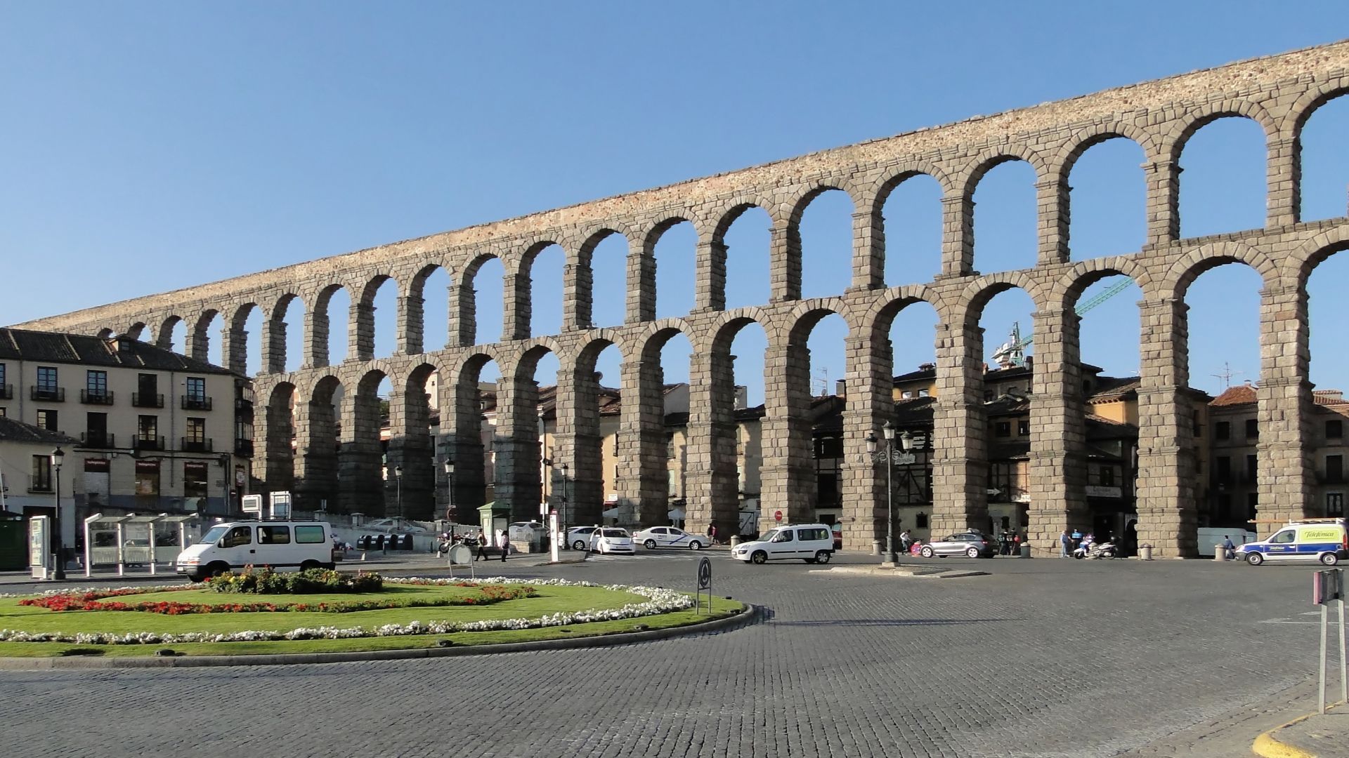 Aqueduct of Segovia and Plaza de la Artillería, Segovia, Spain