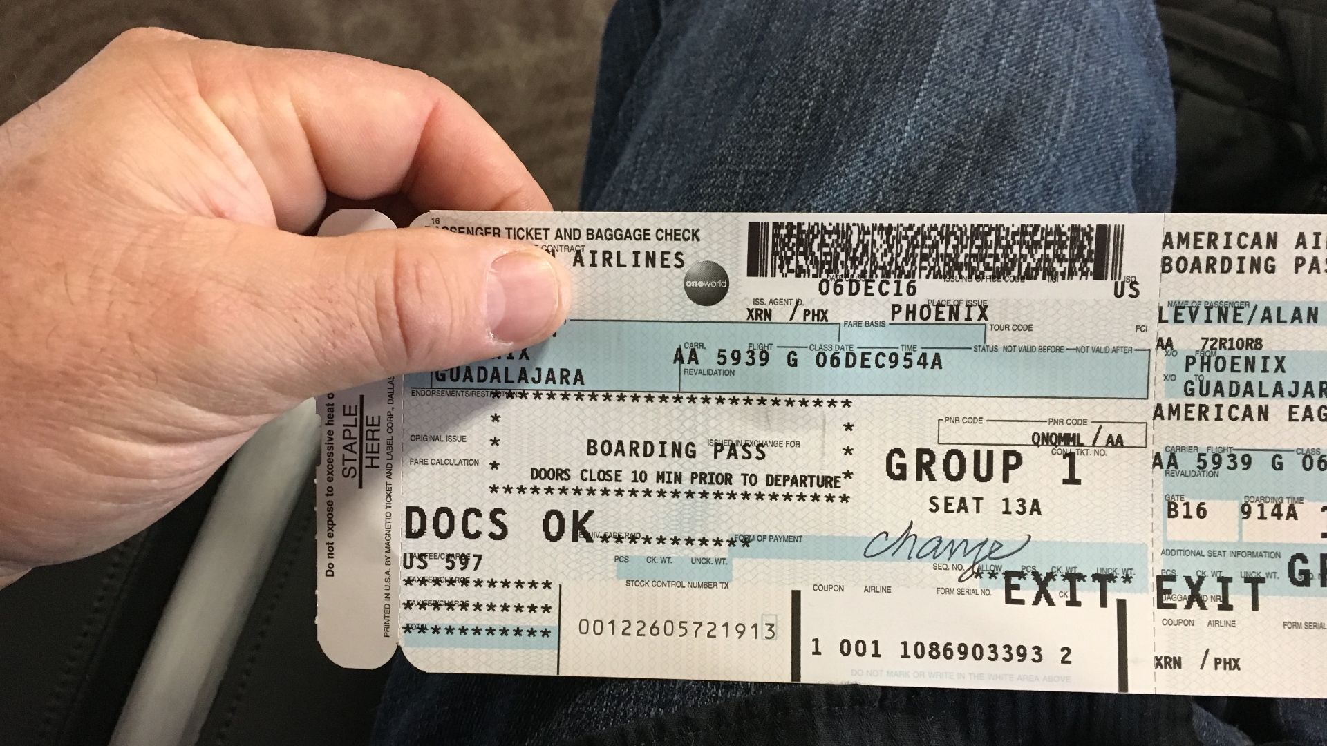 Picture of an old plane ticket