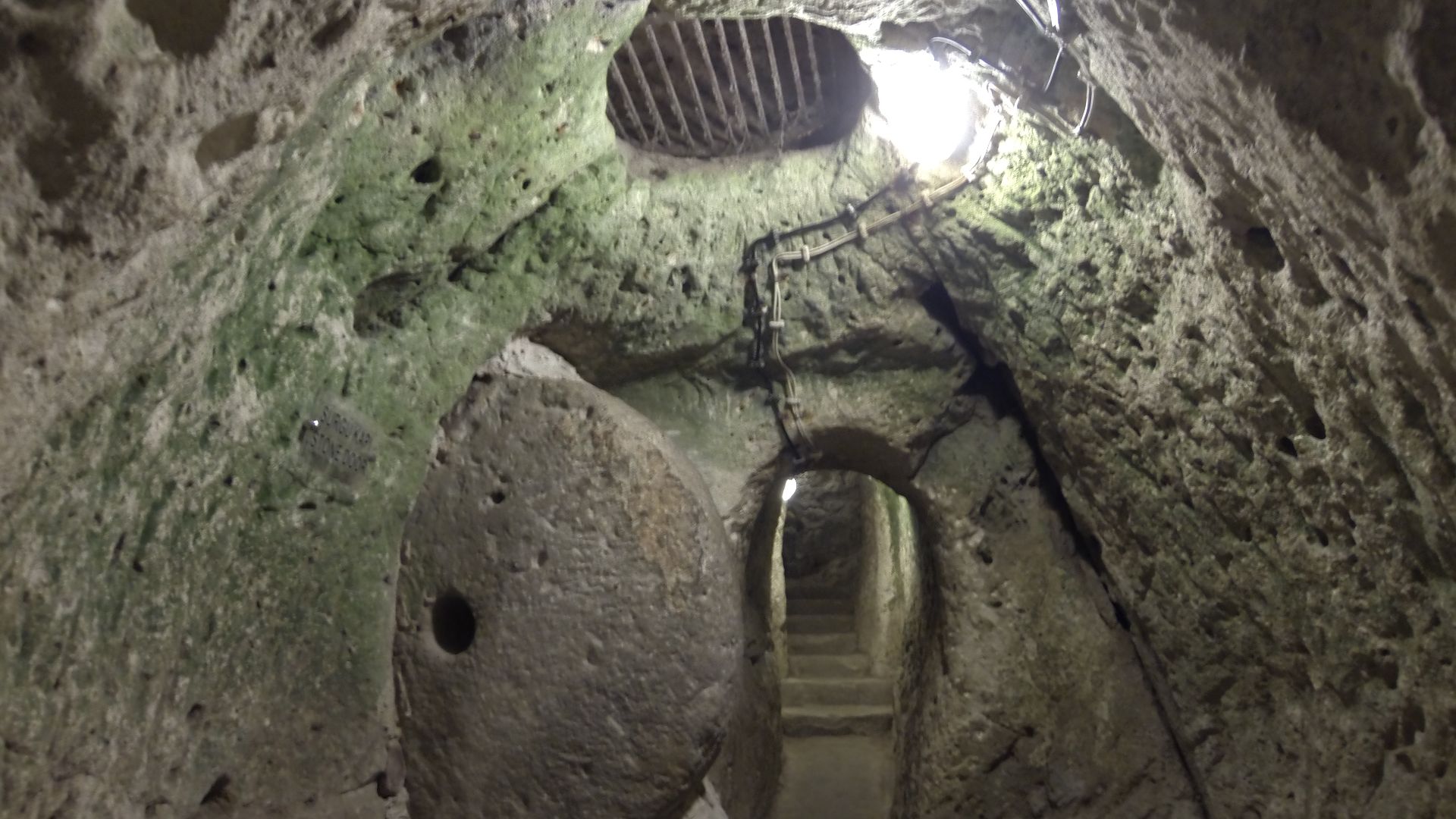 Derinkuyu Underground City in Cappadocia, Turkey. Christians fled the enemies and hid in this underground cities.