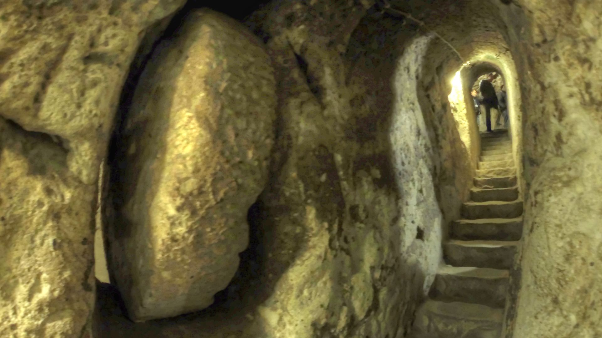 Derinkuyu Underground City in Cappadocia, Turkey. Christians fled enemies and hid in these underground cities.