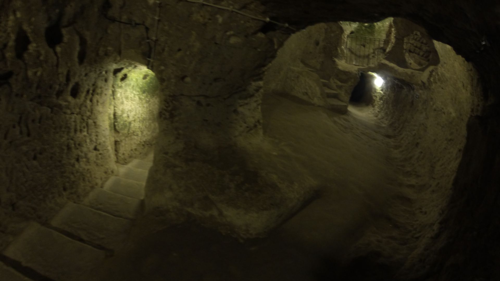 Derinkuyu Underground City in Cappadocia, Turkey. Christians fled the enemies and hid in this underground cities.