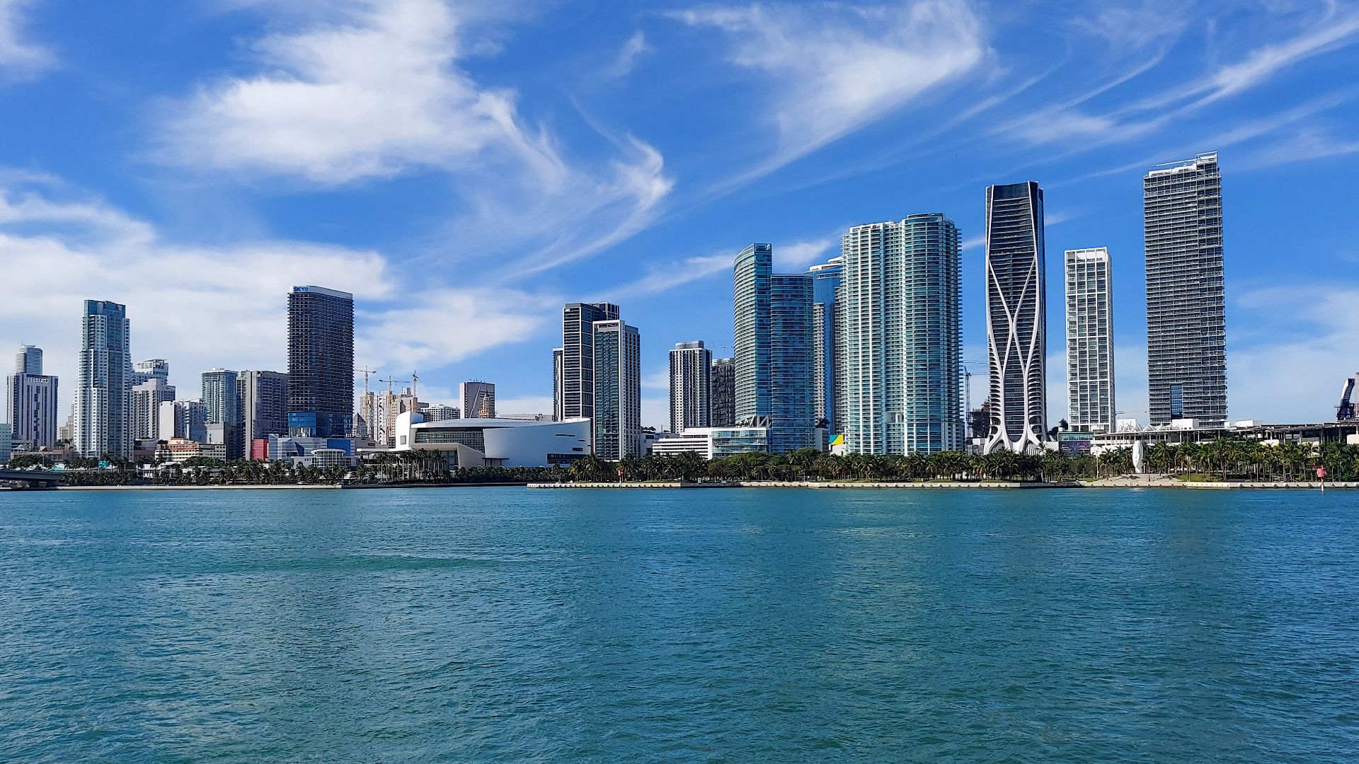 View of Downtown Miami from Biscayne Bay, Miami, Florida