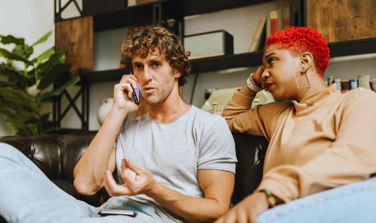 Distressed Man having a Phone Call