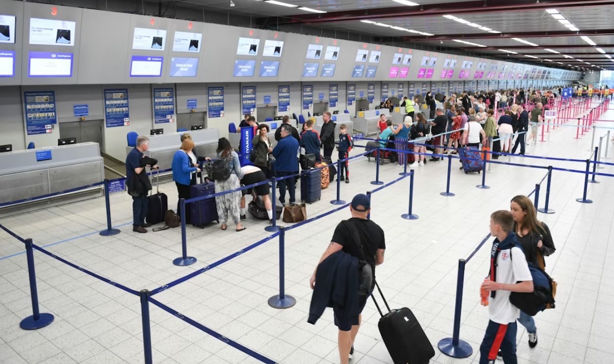 Busy Airport Security Line