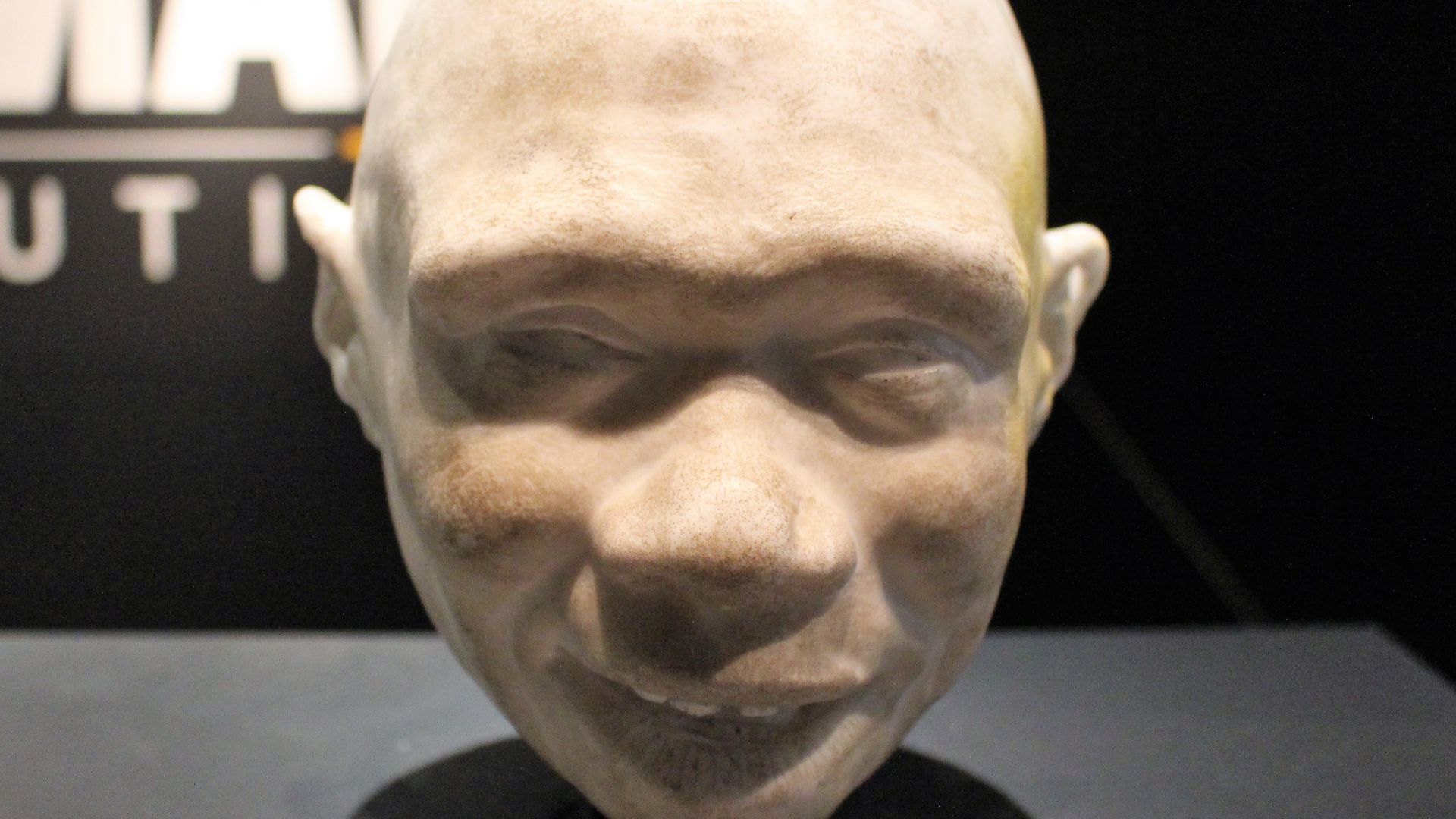 The model of a Homo antecessor child's head, at the Natural History Museum in London, England.