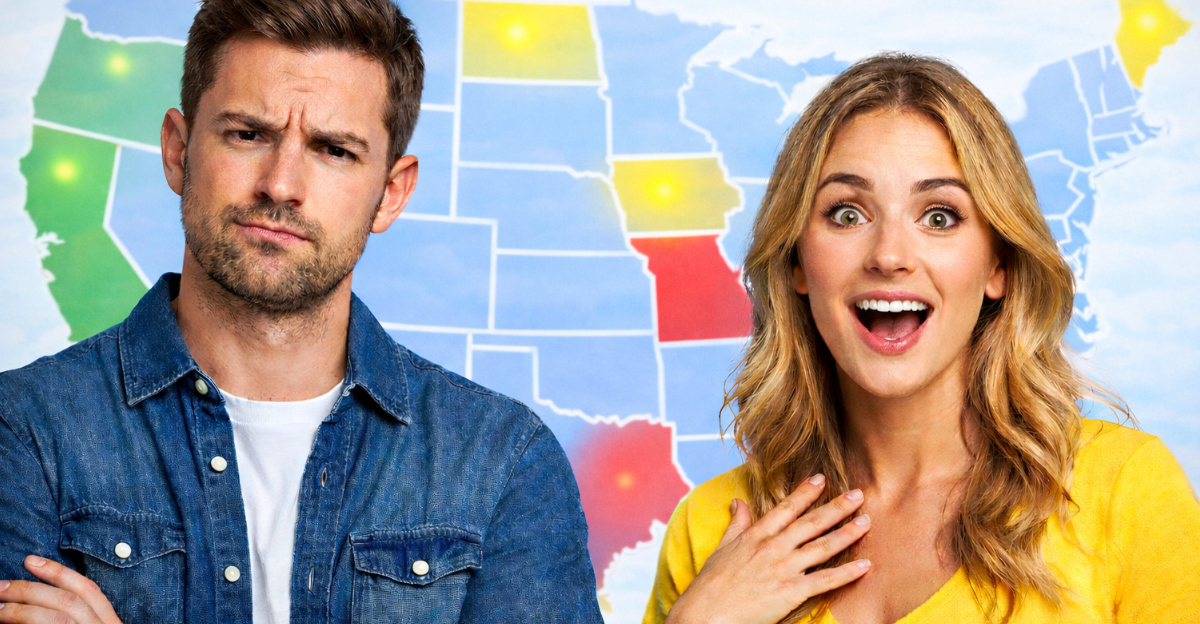 man and women, usa map background