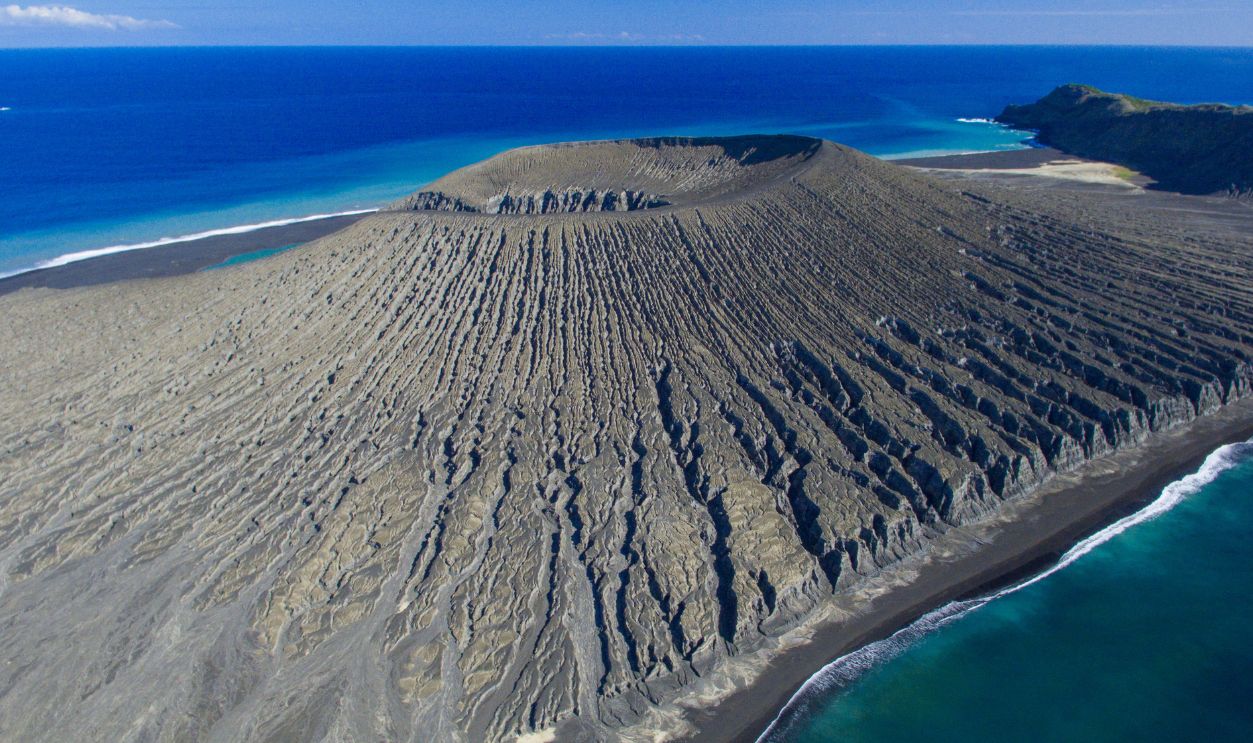 Aerial view of the Hunga Tonga volcano on August 20, 2018.