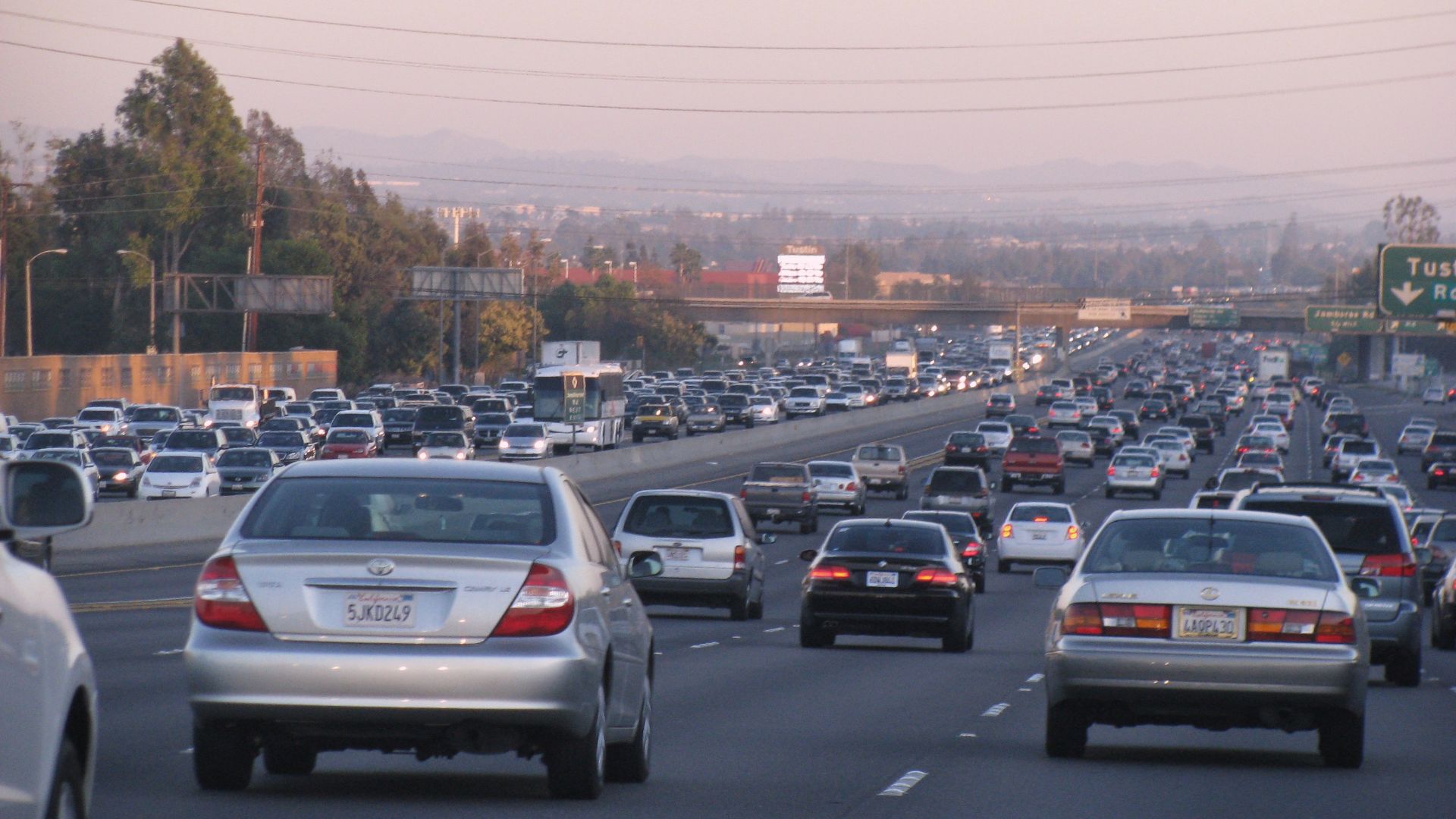 This is a typical Southern California rush hour's crappy traffic — here an freeway in Orange County.