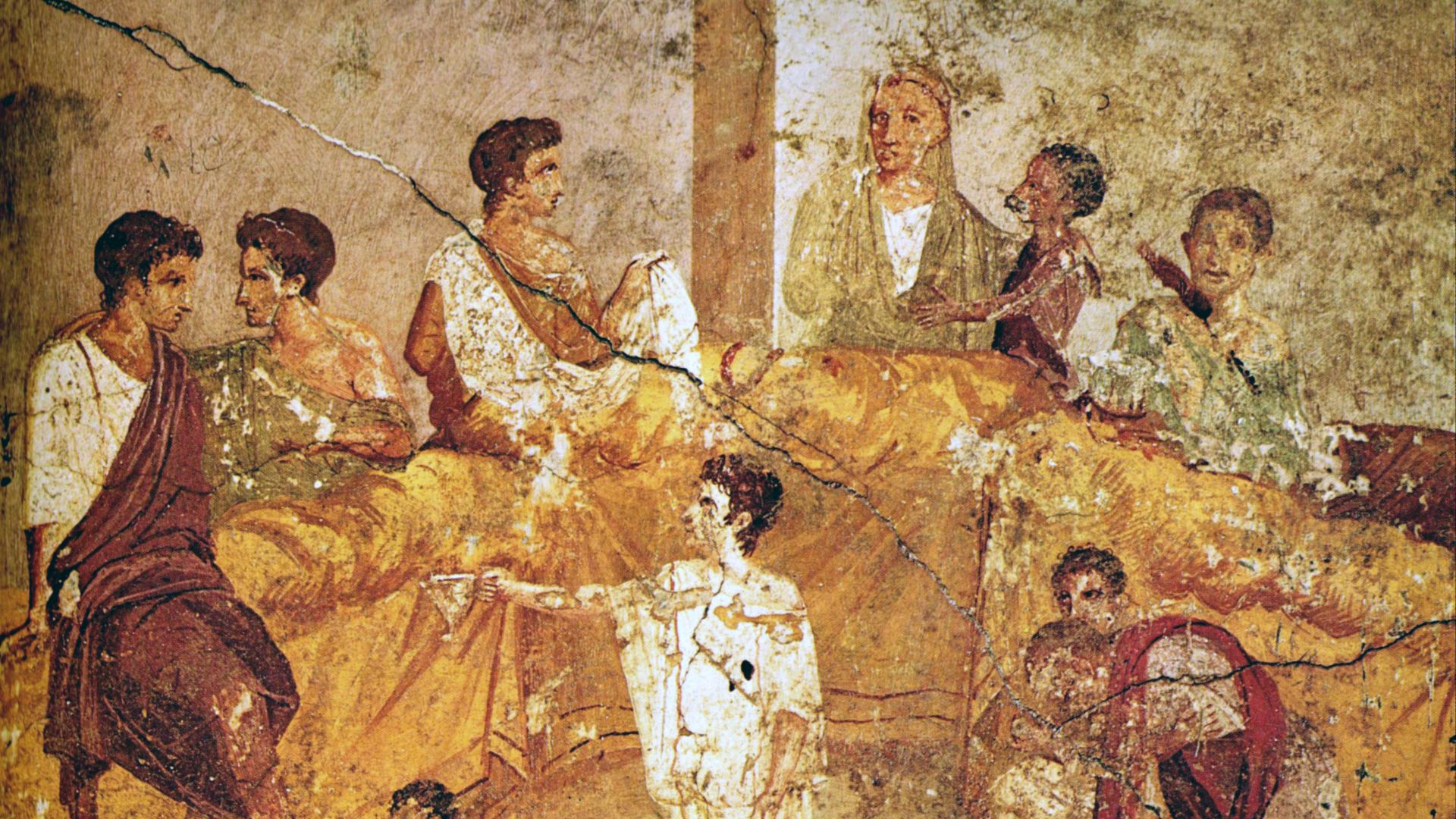 Painting from Pompeii, now in the Museo Archeologico Nazionale (Naples), showing a banquet or family ceremony
