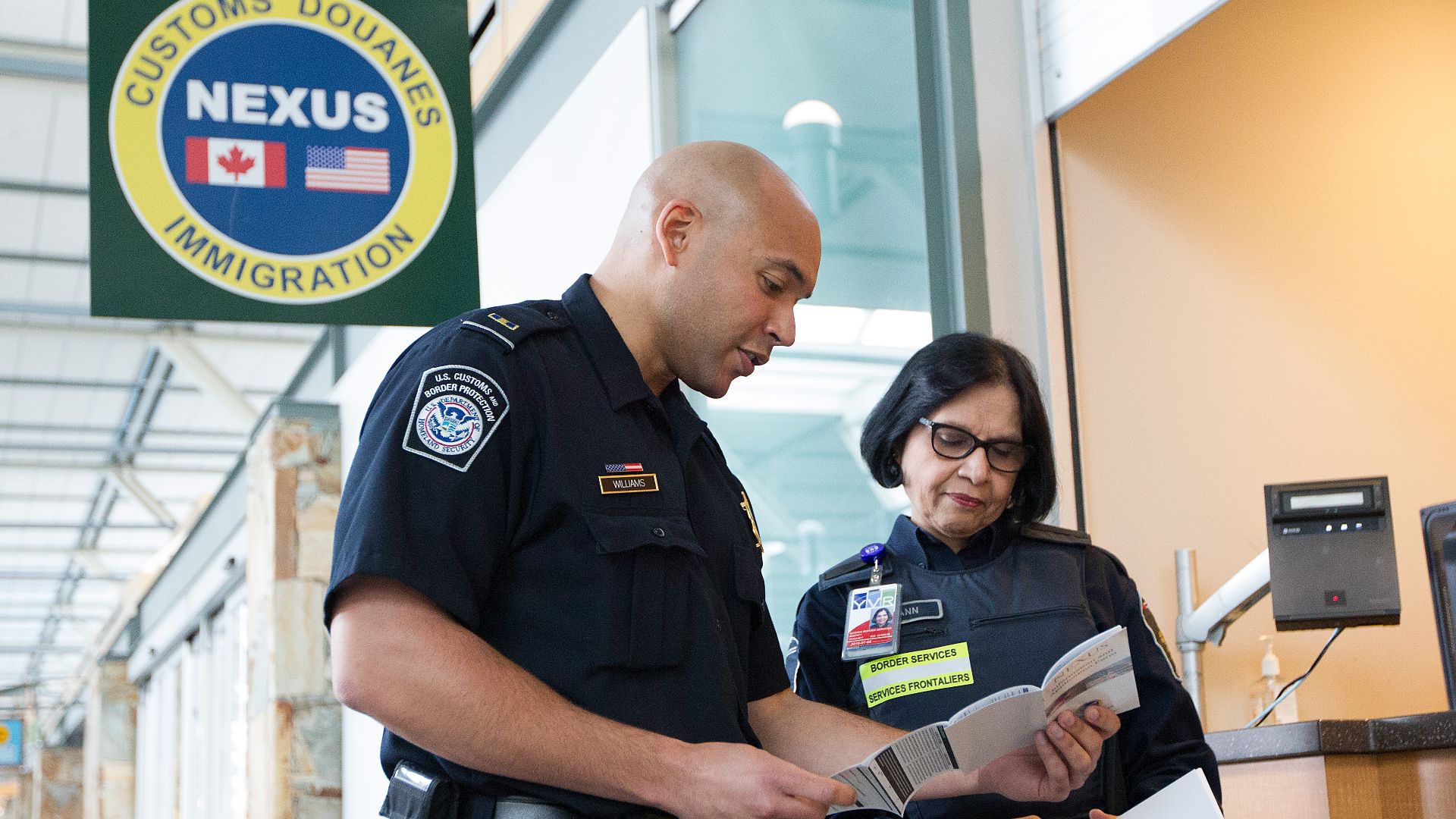 Vancouver, Canada - United States, Customs and Border Protection CBP) and Vancouver, Canada Border Services Agency (CBSA) work together for border crossing efficiency.  United States and Canada Customs work together in the Vancouver International Airport 