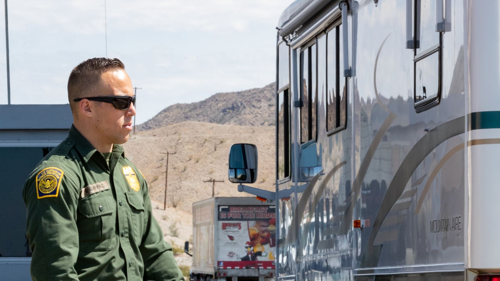 On March 6, 2019, A Yuma Sector Border Patrol Agent, along with his canine partner, conducts operations at the Interstate 8 Checkpoint near Yuma, AZ. U.S. Customs and Border Protection photo by Jerry Glaser