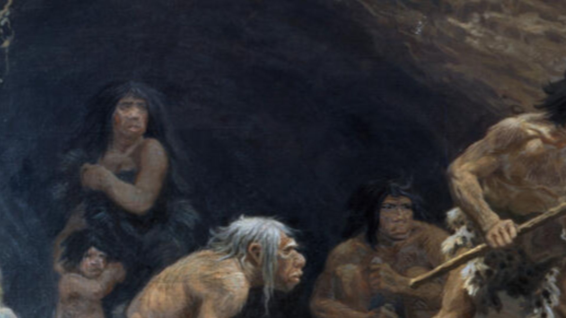 Mural of a Neanderthal family