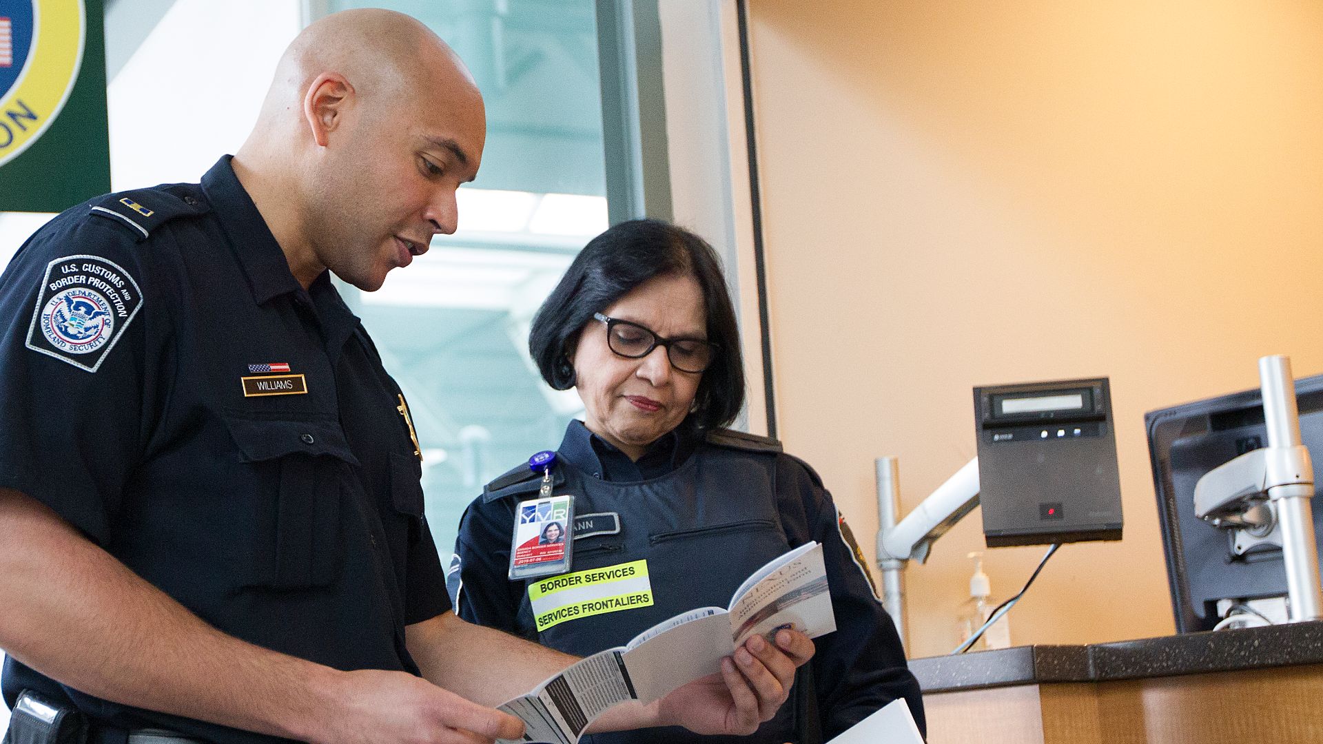 Vancouver, Canada - United States, Customs and Border Protection CBP) and Vancouver, Canada Border Services Agency (CBSA) work together for border crossing efficiency.  United States and Canada Customs work together in the Vancouver International Airport 