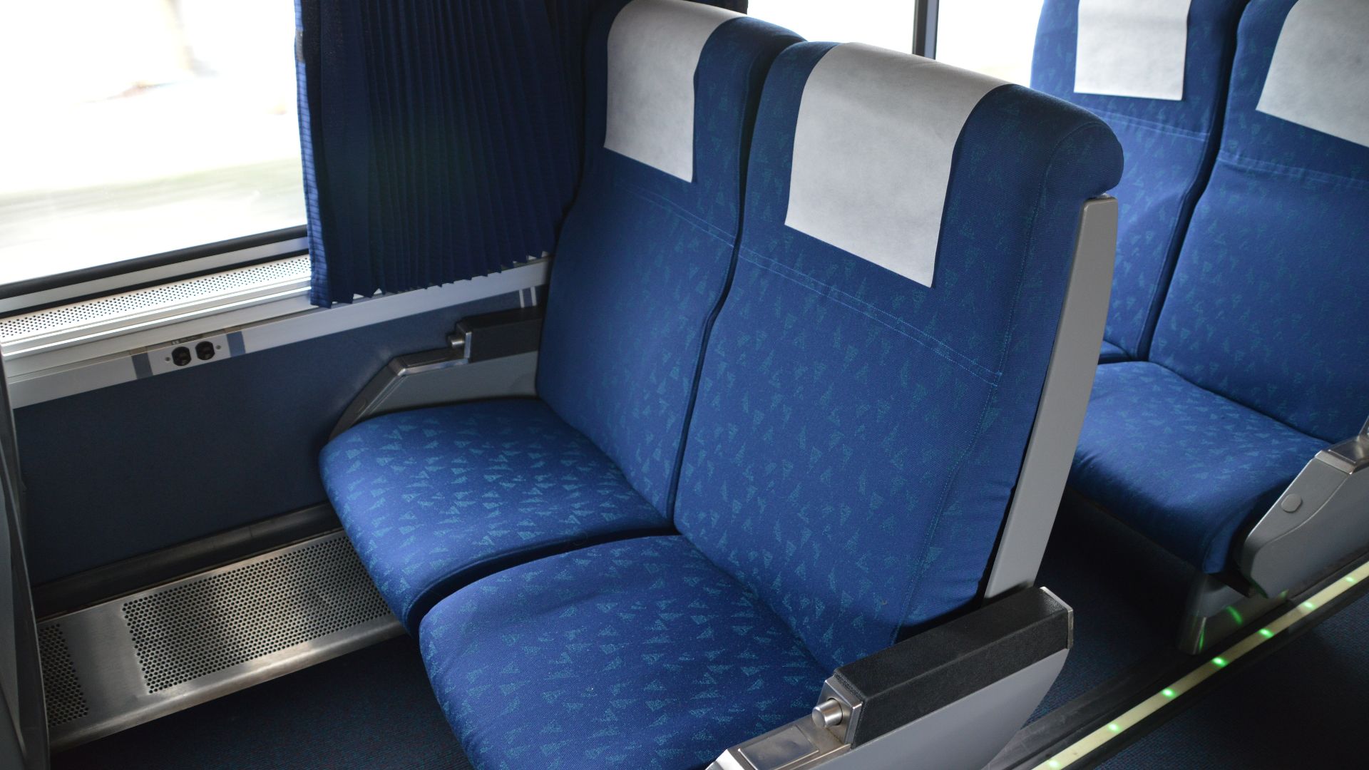 This is the coach seating on the lower level of Superliner #34960. En route to Los Angeles on Amtrak's Pacific Surfliner.
