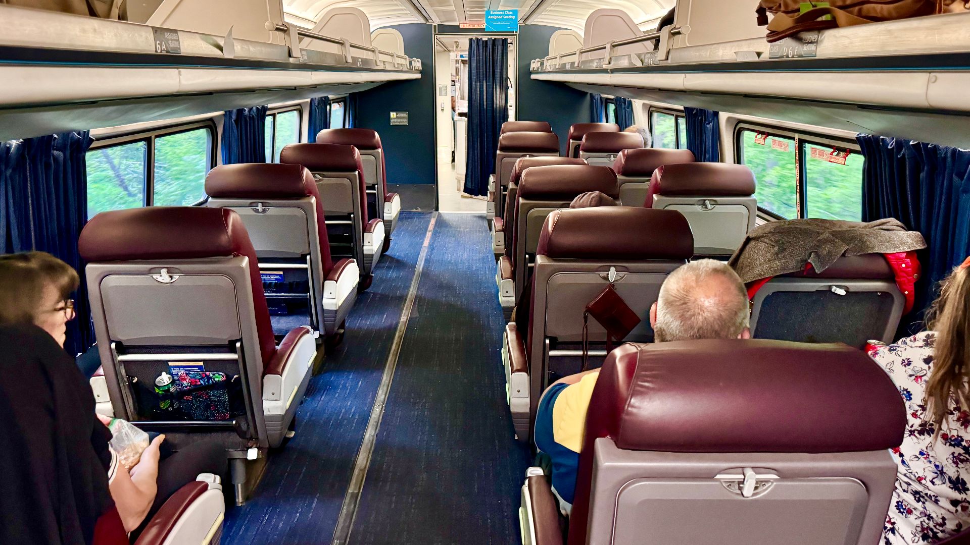 Amtrak business class interior aboard the Vermonter train
