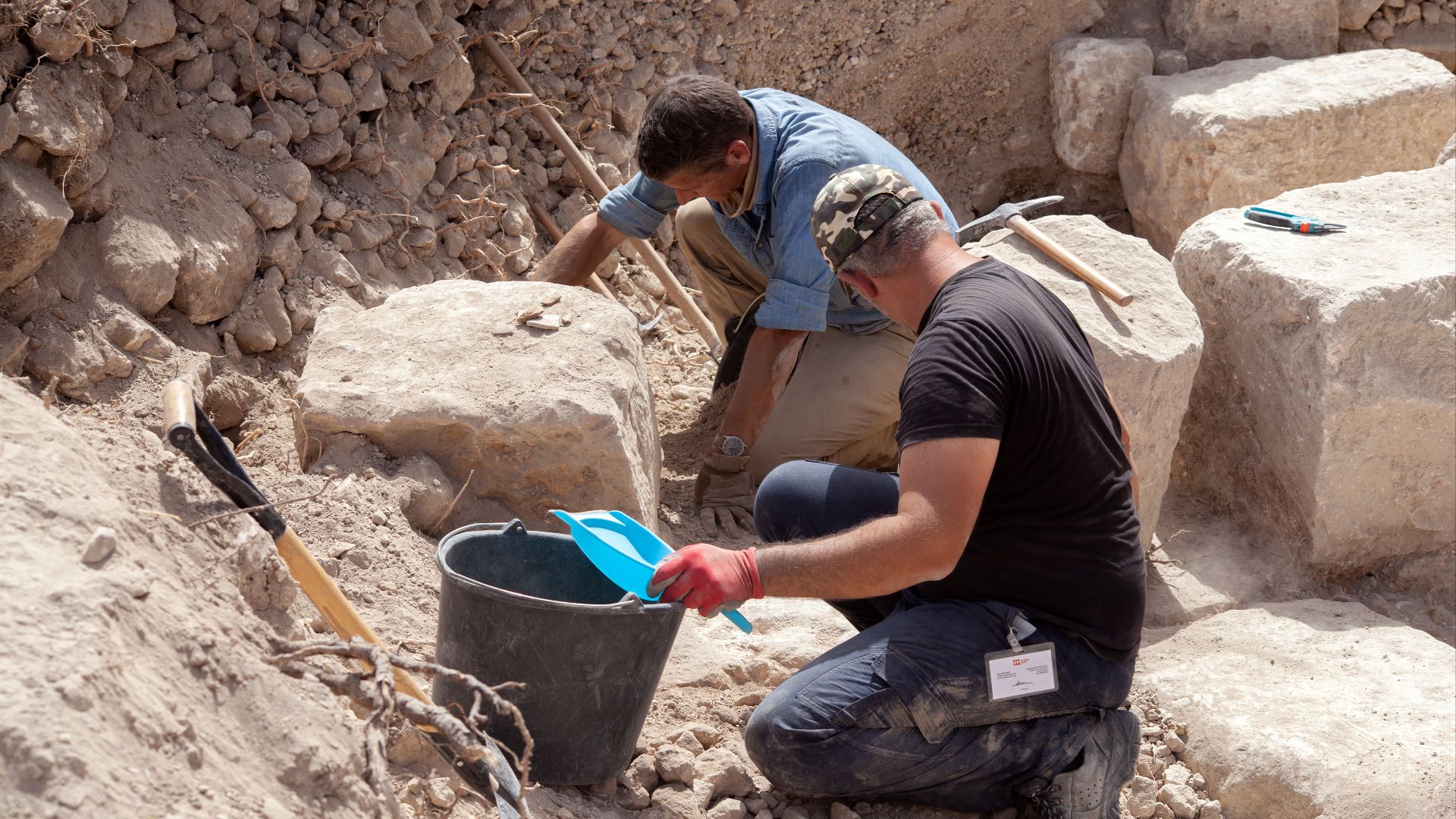 Close up of Archaeological Excavation works at the Roman Villa Area Rabat Malta 26