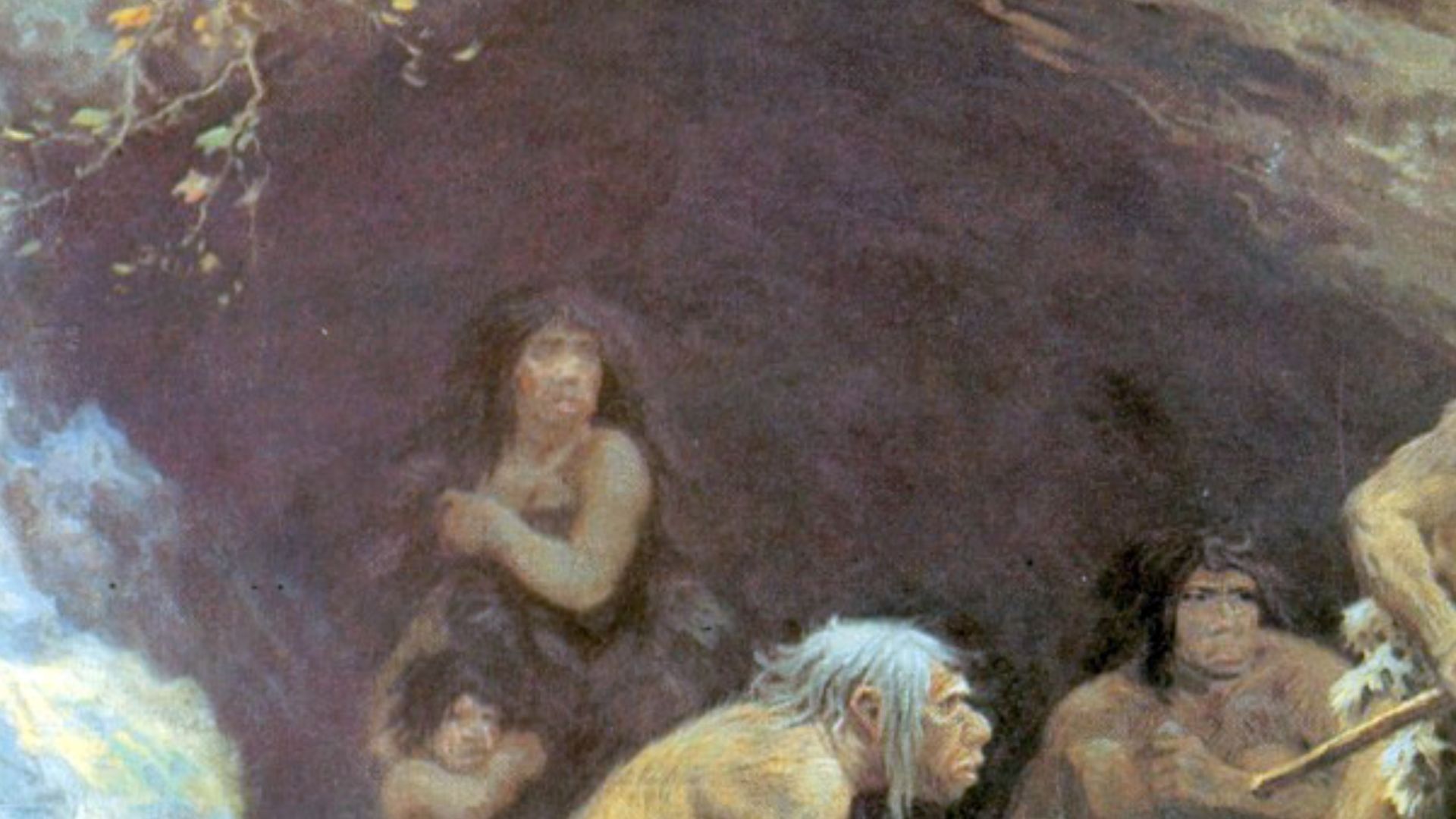 Mural of a Neanderthal family