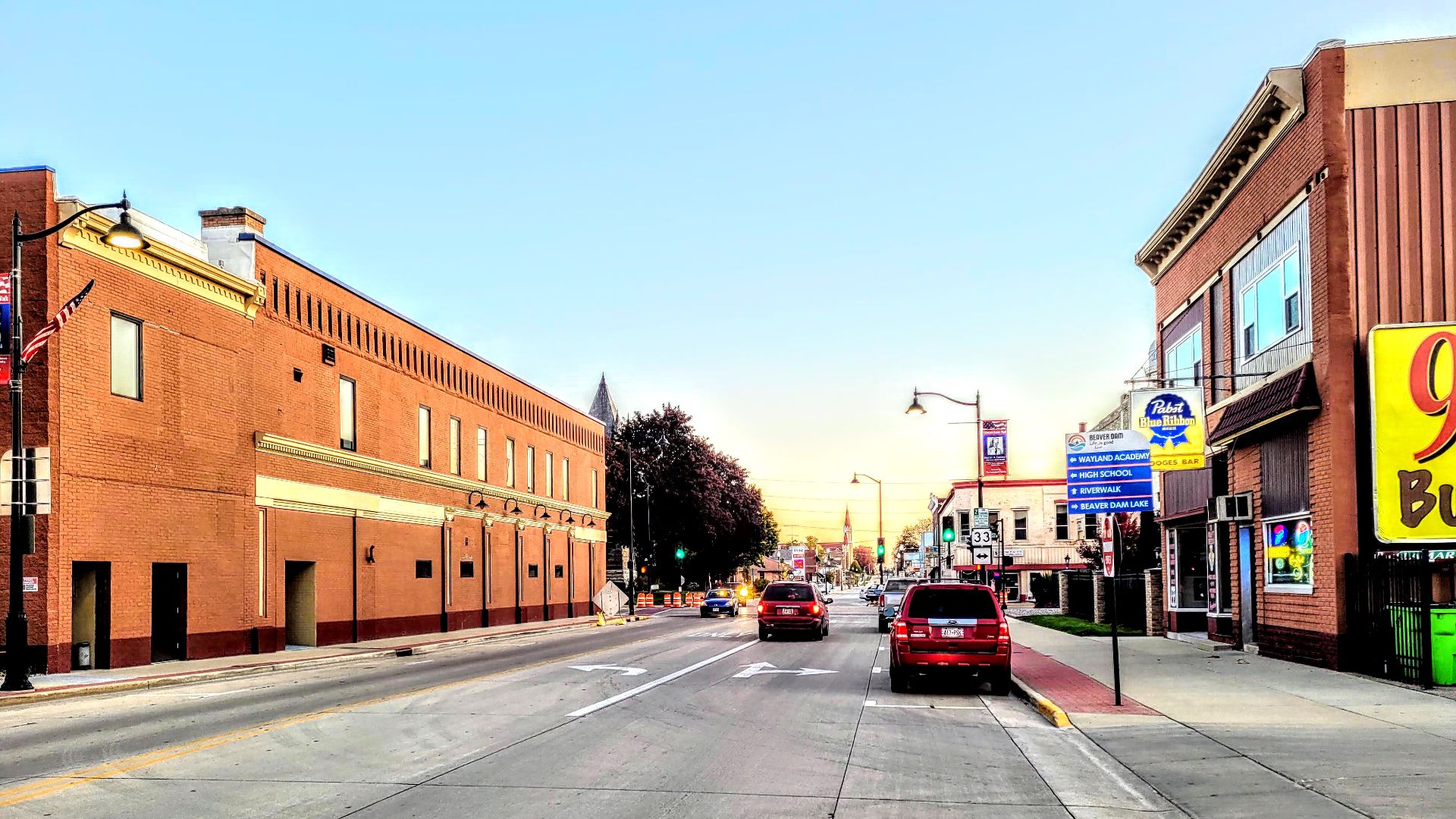 Downtown Beaver Dam, Wisconsin looking East down front street