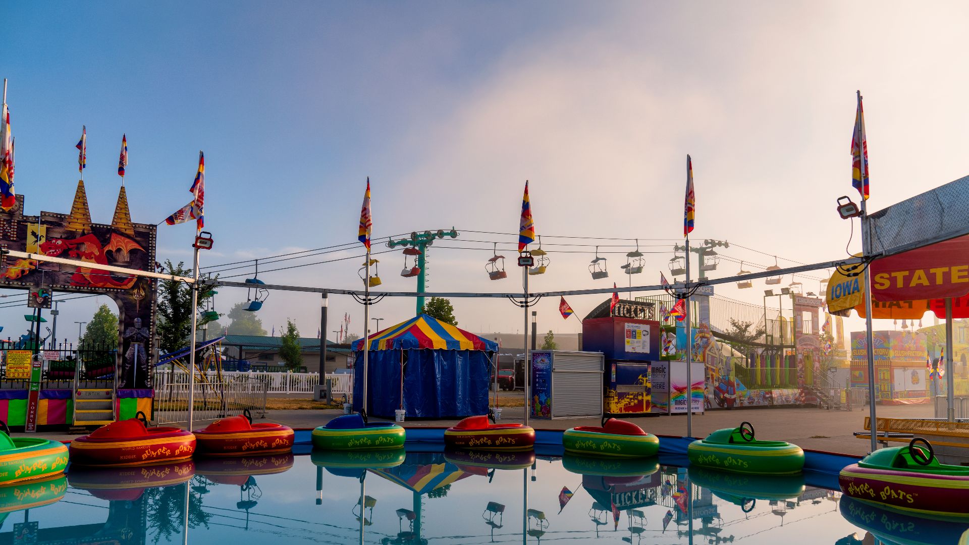 An empty Iowa State Fair before crowds arrive the morning of August 15, 2019.