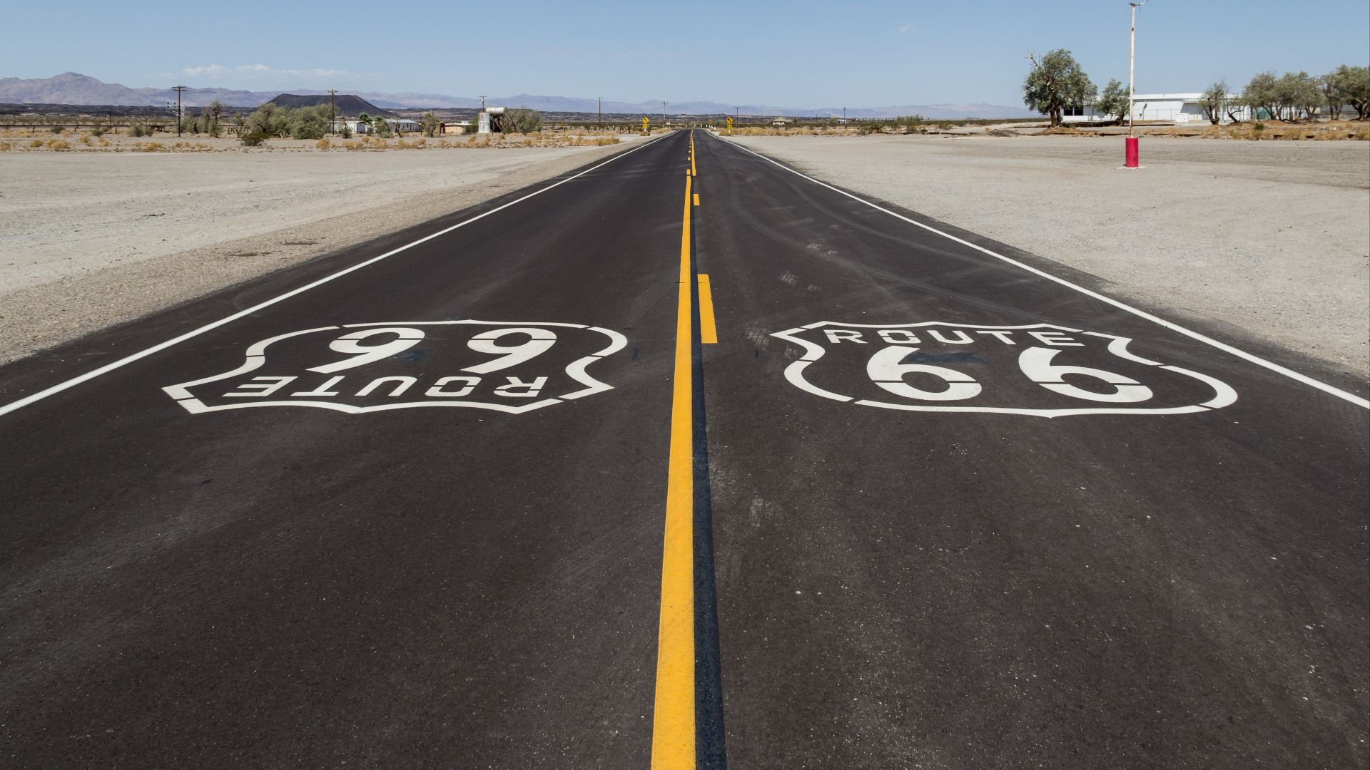 Historic Route 66 near Amboy, California, USAThe historic Route 66, also known as the “Mother Road”, was officially established in 1926 as one of the first highways in the United States. It connected Chicago, Illinois, with Santa Monica, California, and s