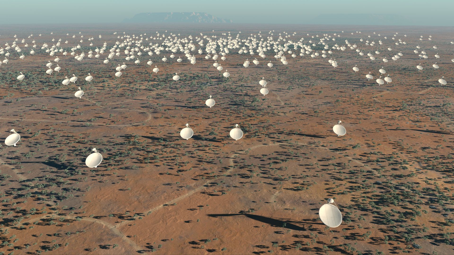 An artist's conception of the central core of Square Kilometre Array (SKA) dish antennas, to be built in the Northern Cape province of South Africa