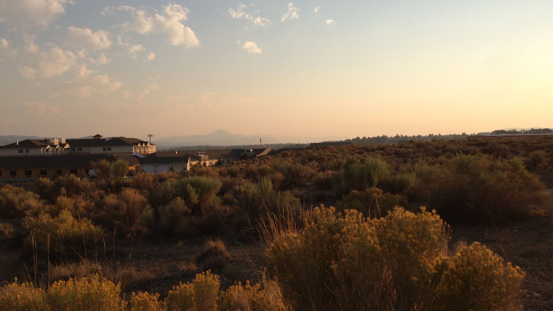 View southwest during a smokey sunset in Elko, Nevada on August 29th, 2013 number 1