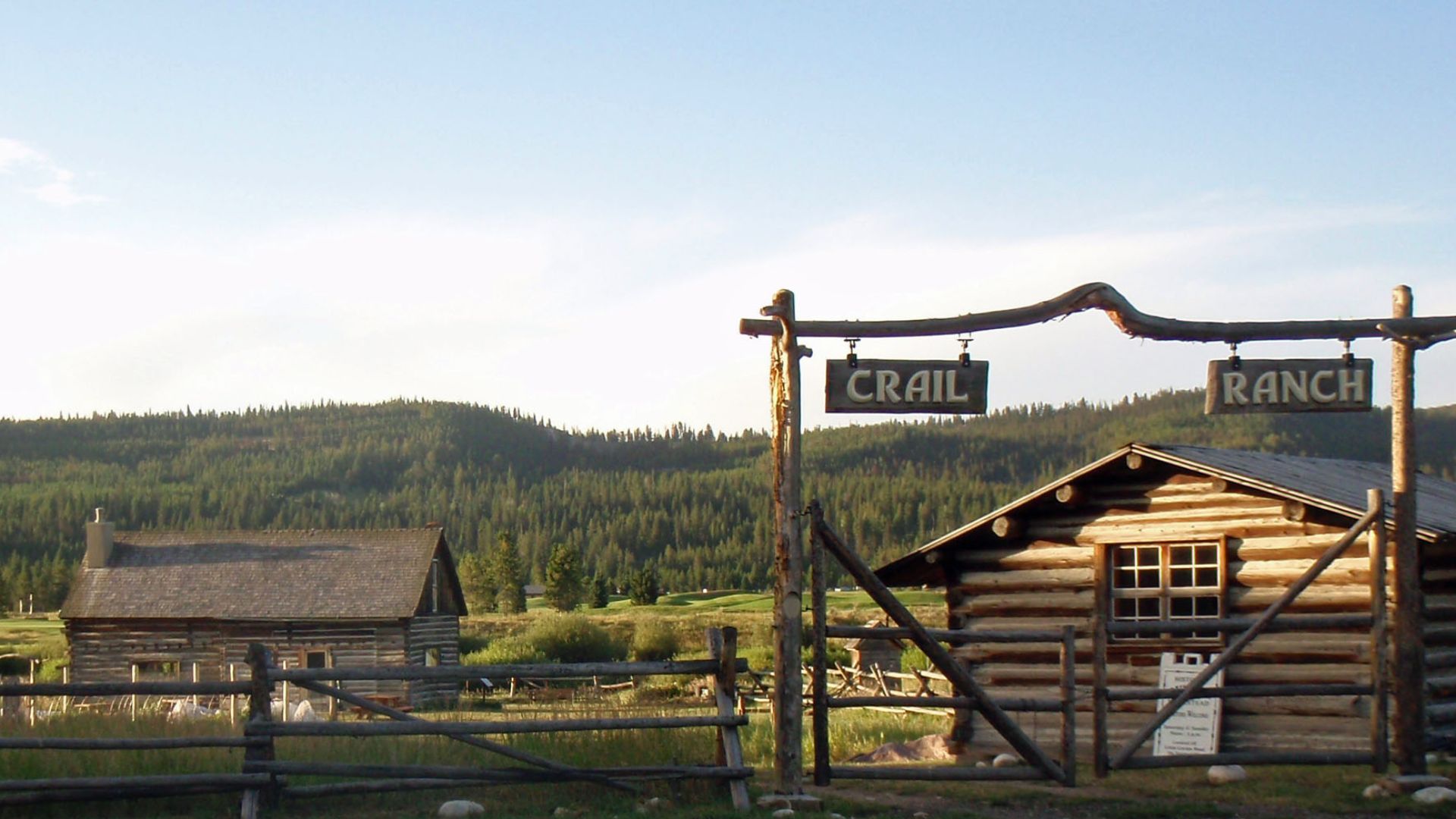 Historic Crail Ranch buildings, dating to 1902, are now part of the Crail Ranch Homestead Museum in Big Sky Montana.