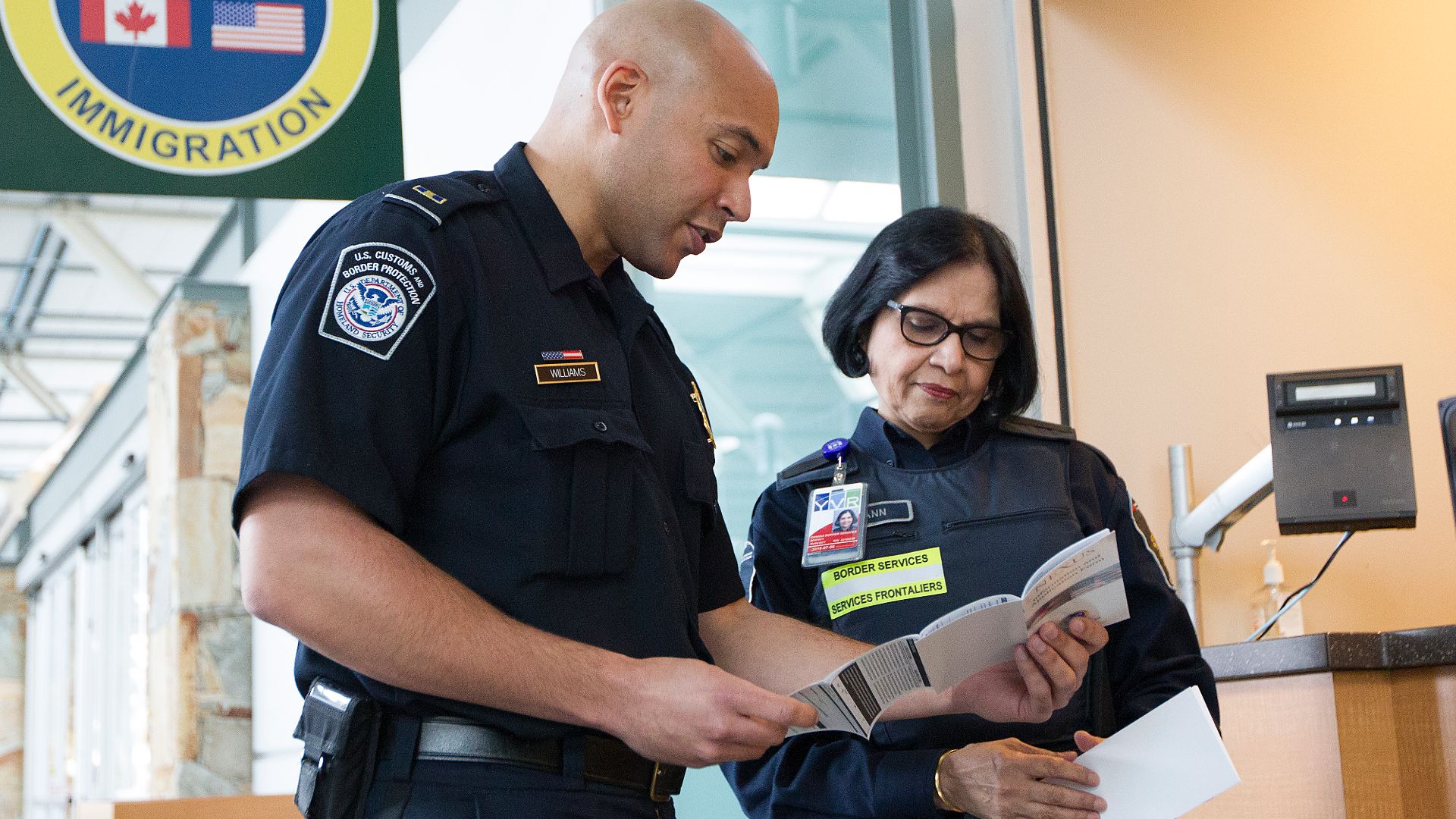 Vancouver, Canada - United States, Customs and Border Protection CBP) and Vancouver, Canada Border Services Agency (CBSA) work together for border crossing efficiency.  United States and Canada Customs work together in the Vancouver International Airport 