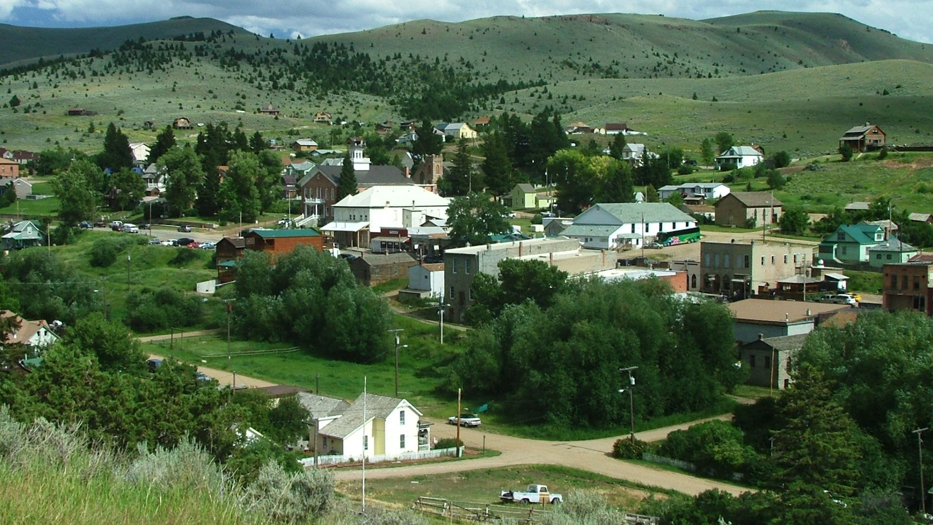 Virginia City, Montana, USA. The view from the road agent cemetery on the hill.