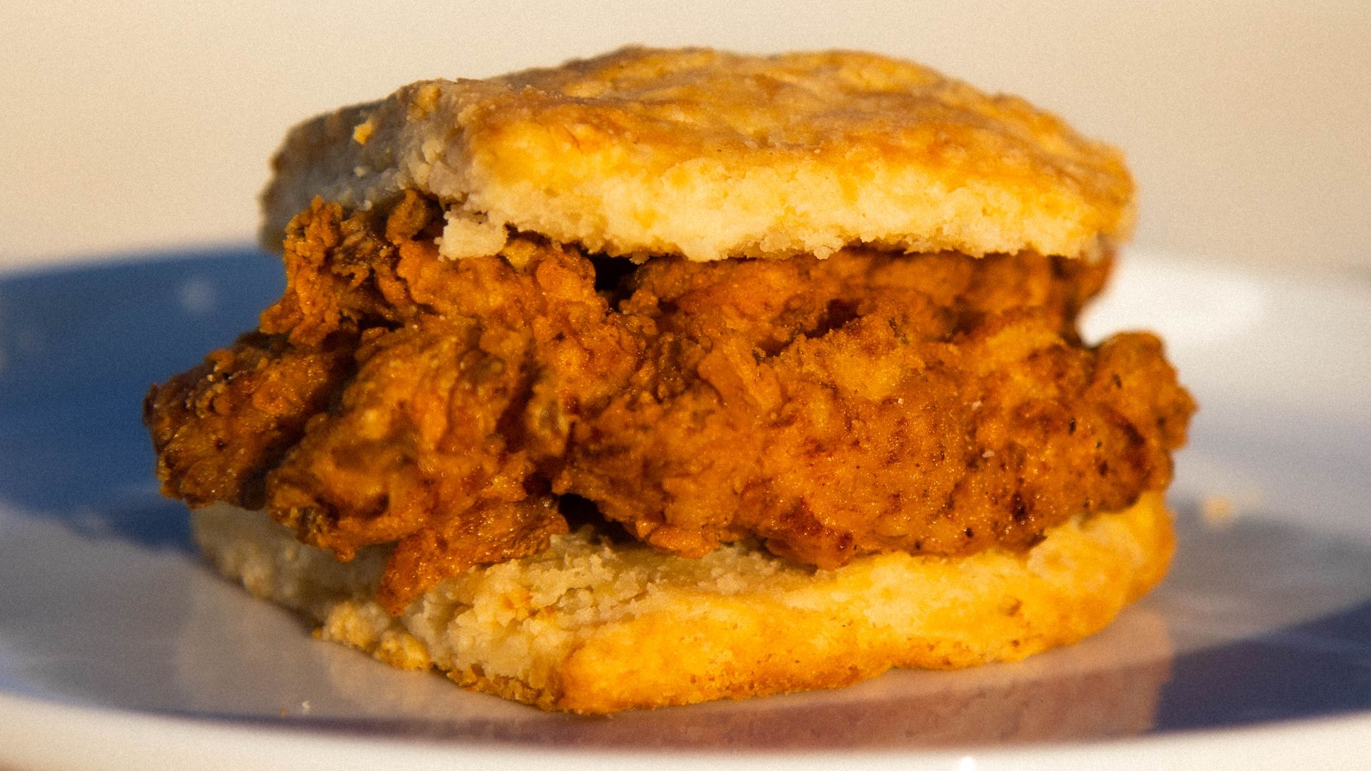 North Carolina style southern fried chicken biscuit sandwich, prepared by The Ji Spot in Taipei, Taiwan.