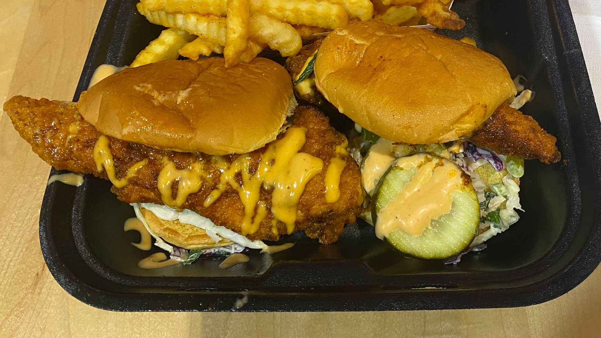 2 slider combo from a Dave's Hot Chicken location in Koreatown, Los Angeles, CA.