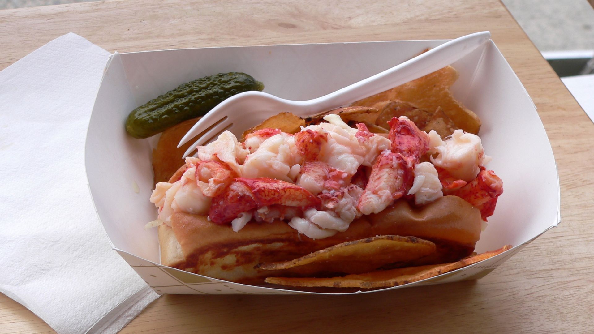 From our trip to Maine in 2008 -  a delicious, made-from-scratch lobster roll from The Lobster Claw, on West Street in Bar Harbor, Maine. They use only fresh lobster meat -