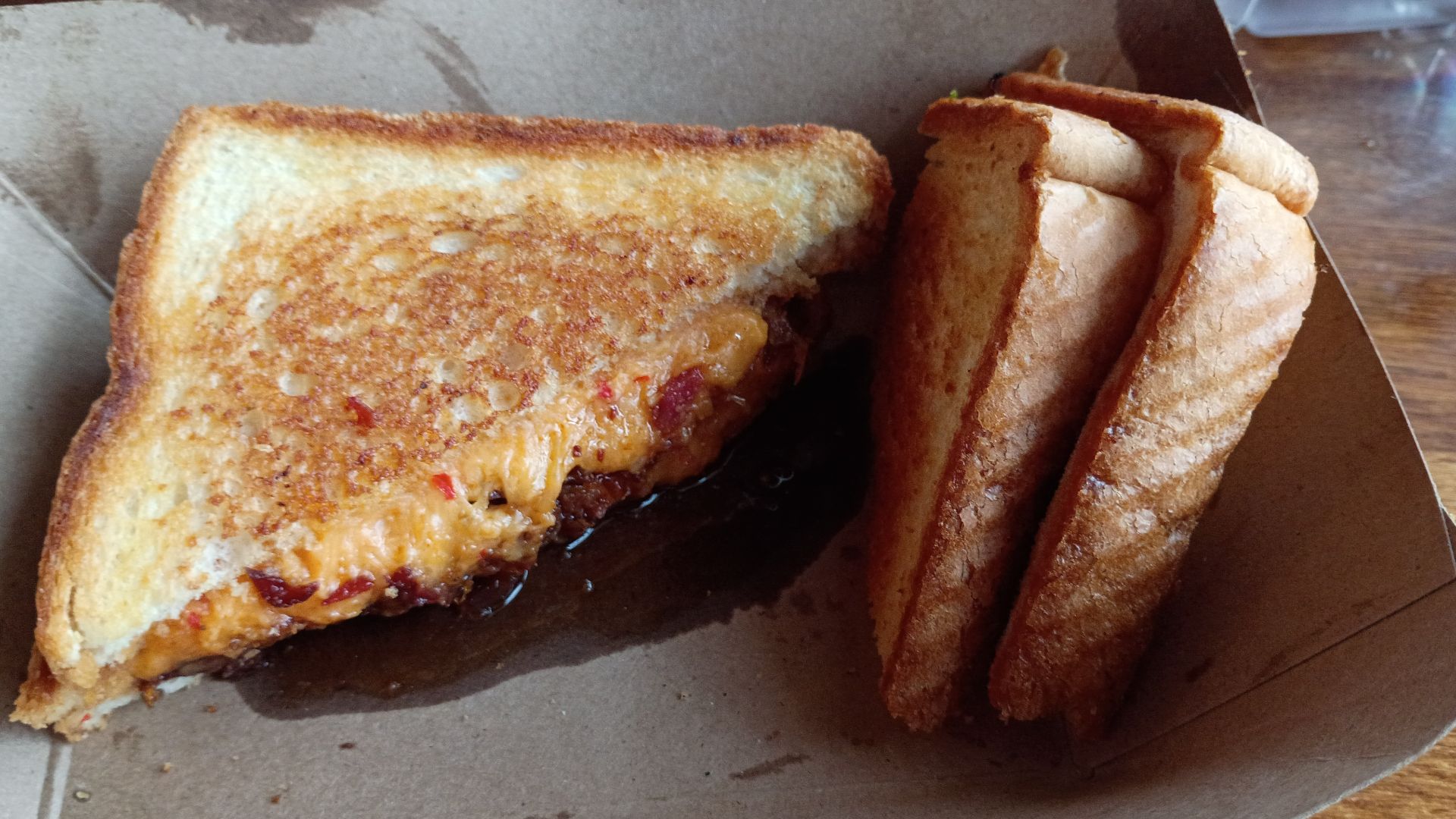 Grilled pimento cheese sandwich with bacon jam on Texas toast
Ed's Burger Joint 

3800 Hardy Street, Hattiesburg, Mississippi
