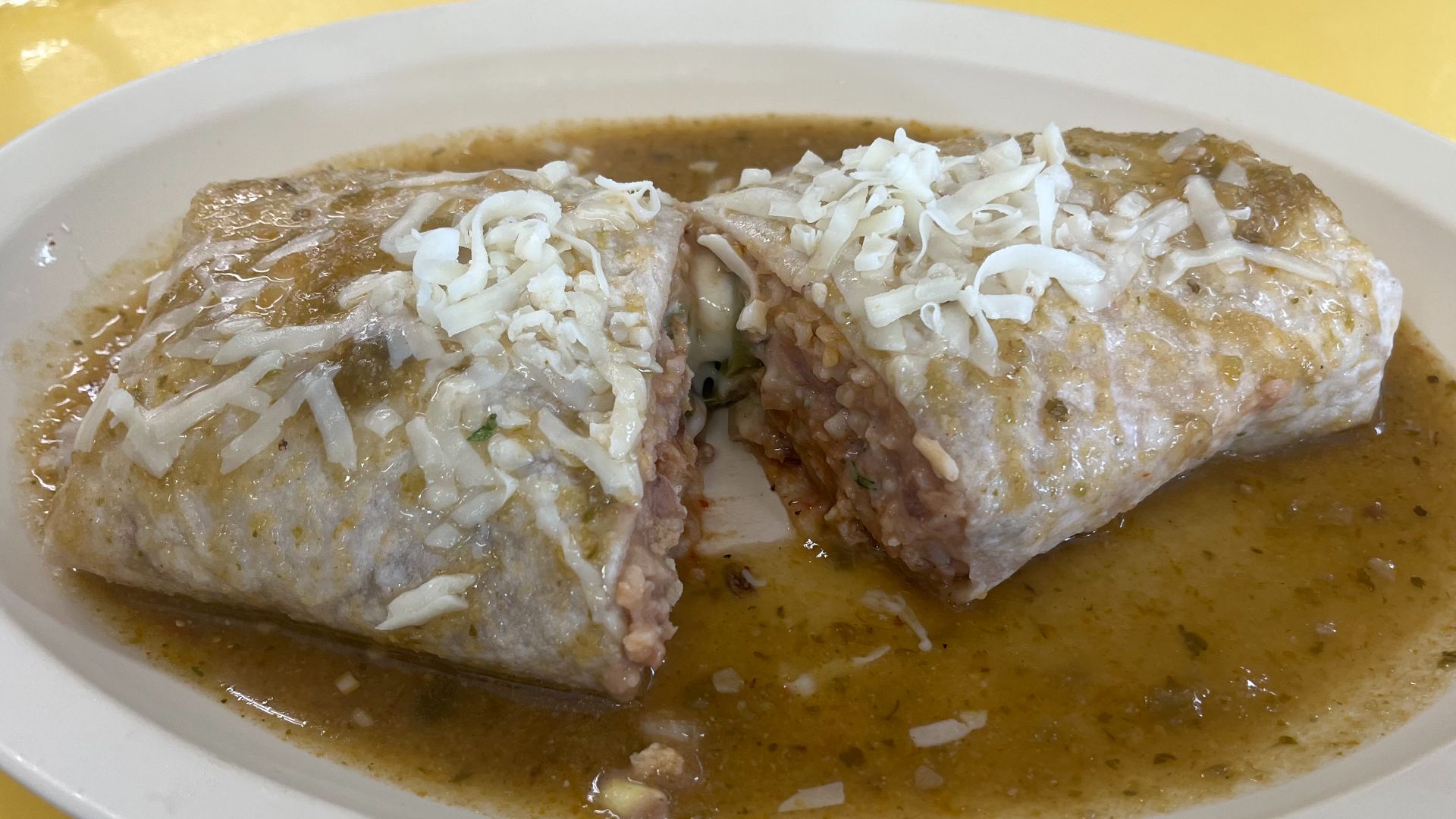 This is a Chile Rellenos Burrito from El Taco de Mexico which has been ordered