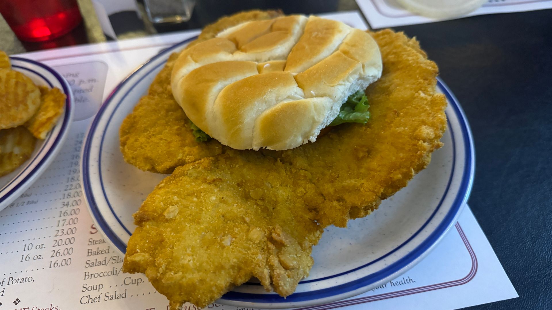 Pork tenderloin sandwich at TC's Restaurant & Tavern, Battle Ground, Indiana