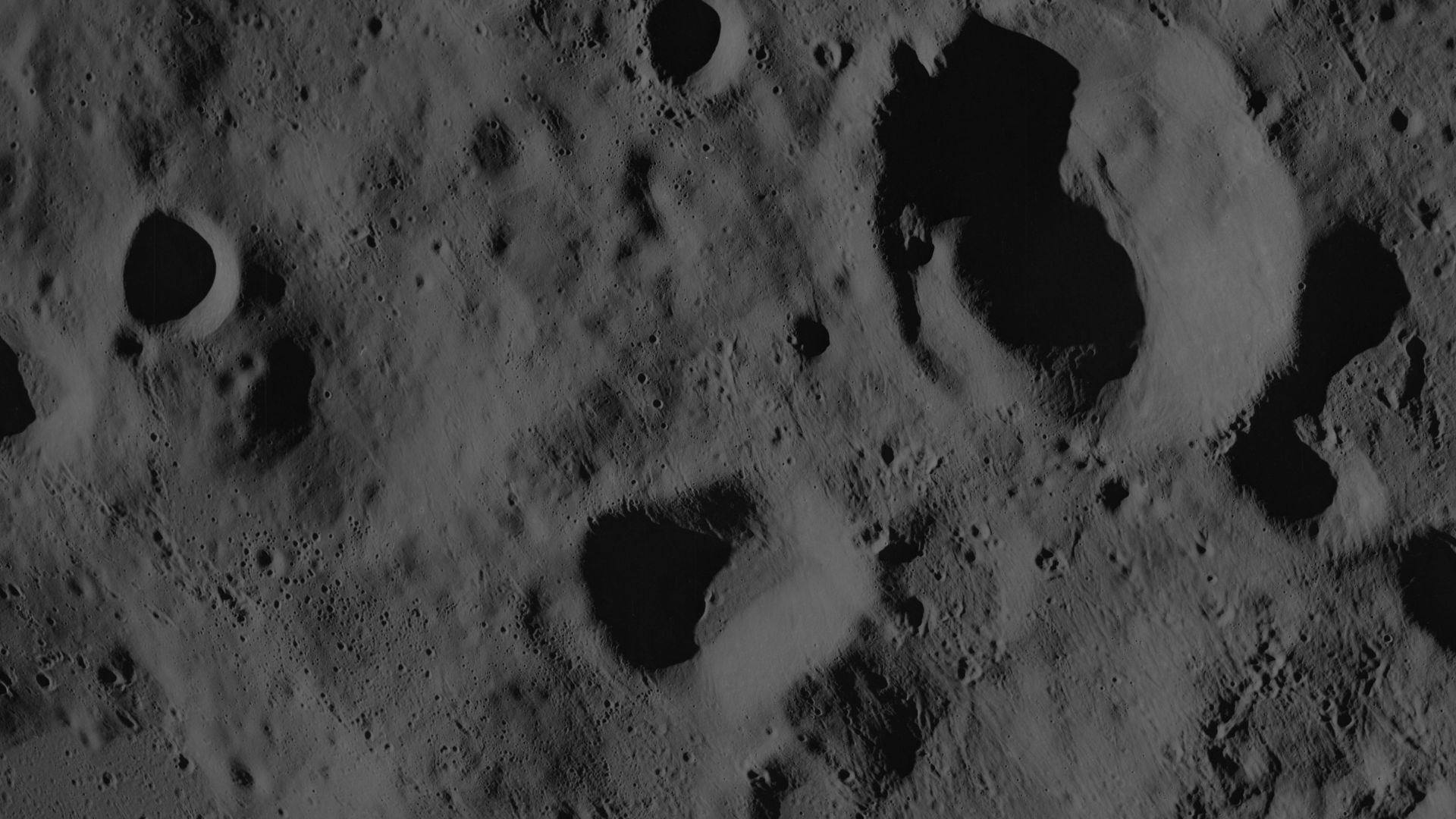 Scope and content:  The original database describes this as:
Description: Apollo 8,Moon,Farside. Image taken on Revolution 8. Camara Tilt Mode: Convergent Stereo (CS).  Sun Angle 13 degrees. Original Film Magazine was labeled C. Camera Data: 70mm Hasselbl