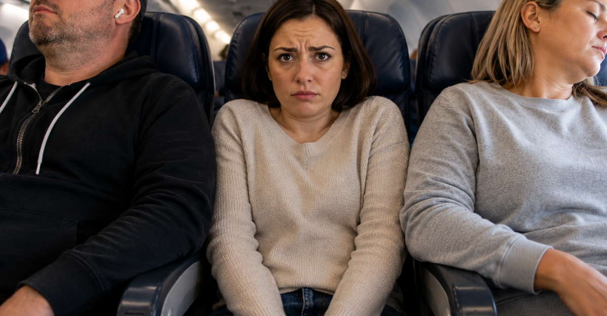 women in middle plane seat squished